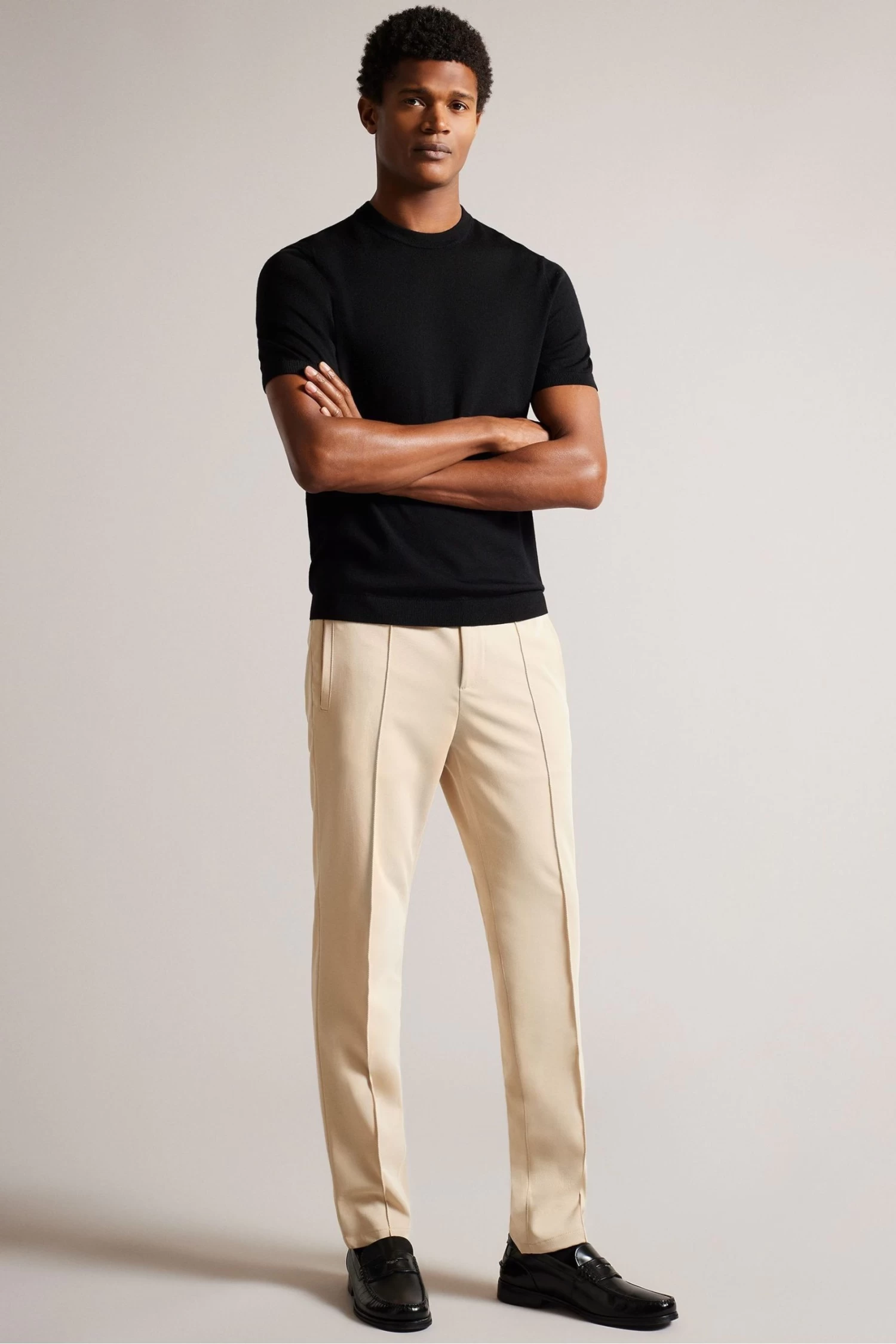 Ted Baker Senti Short Sleeved Knitted Plain Black T-Shirt - Image 3