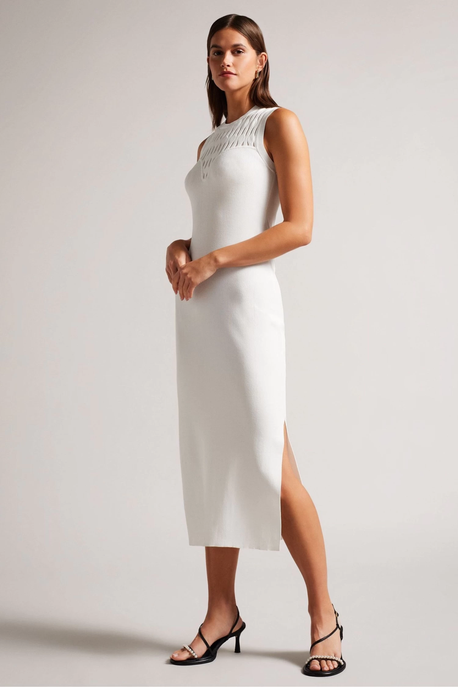 Ted Baker Polyan Stitch Detailed Bodycon White Dress