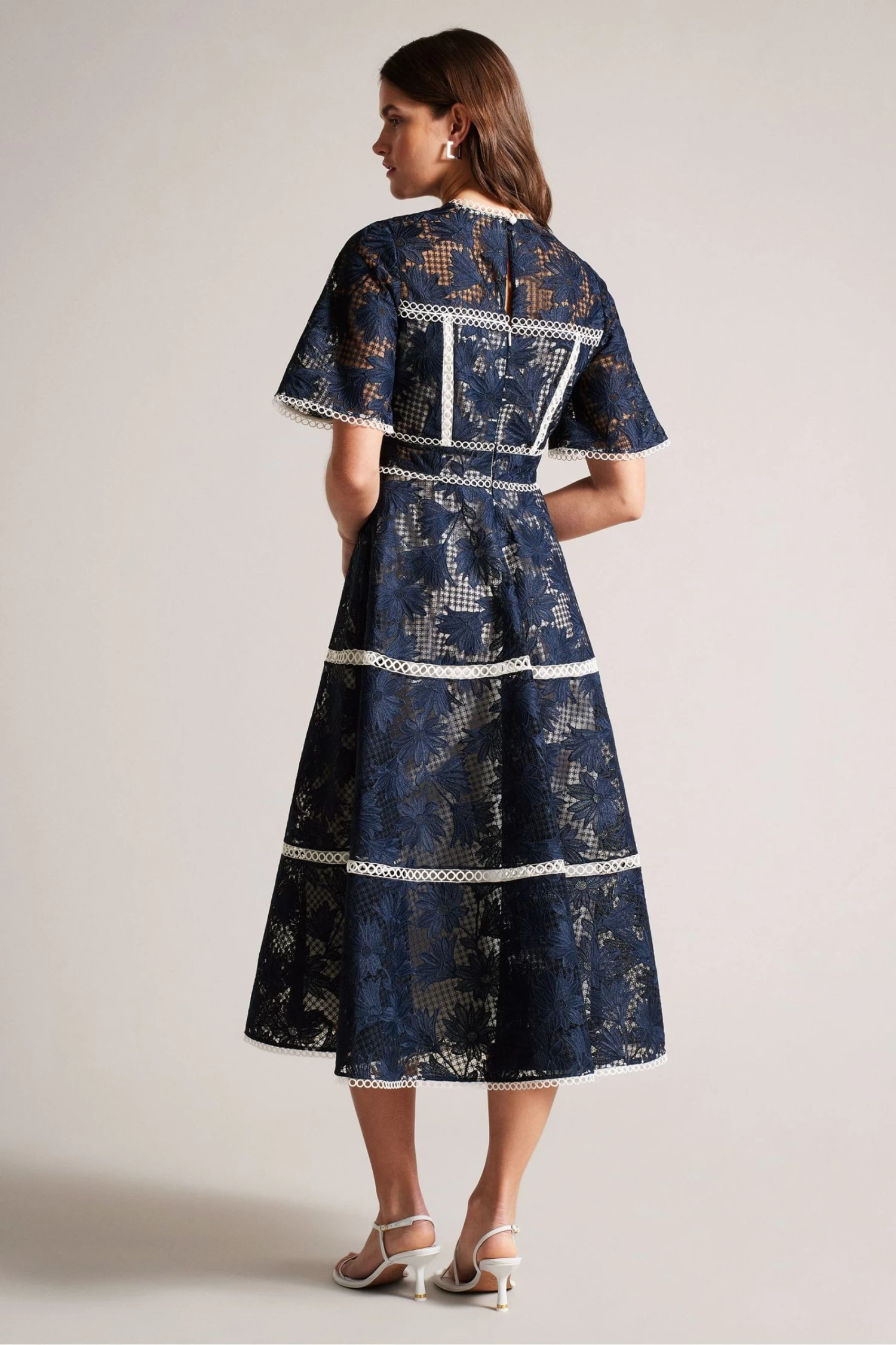 Ted Baker Blue Rubiely Fit And Flare Tiered Lace Midi Dress - Image 2