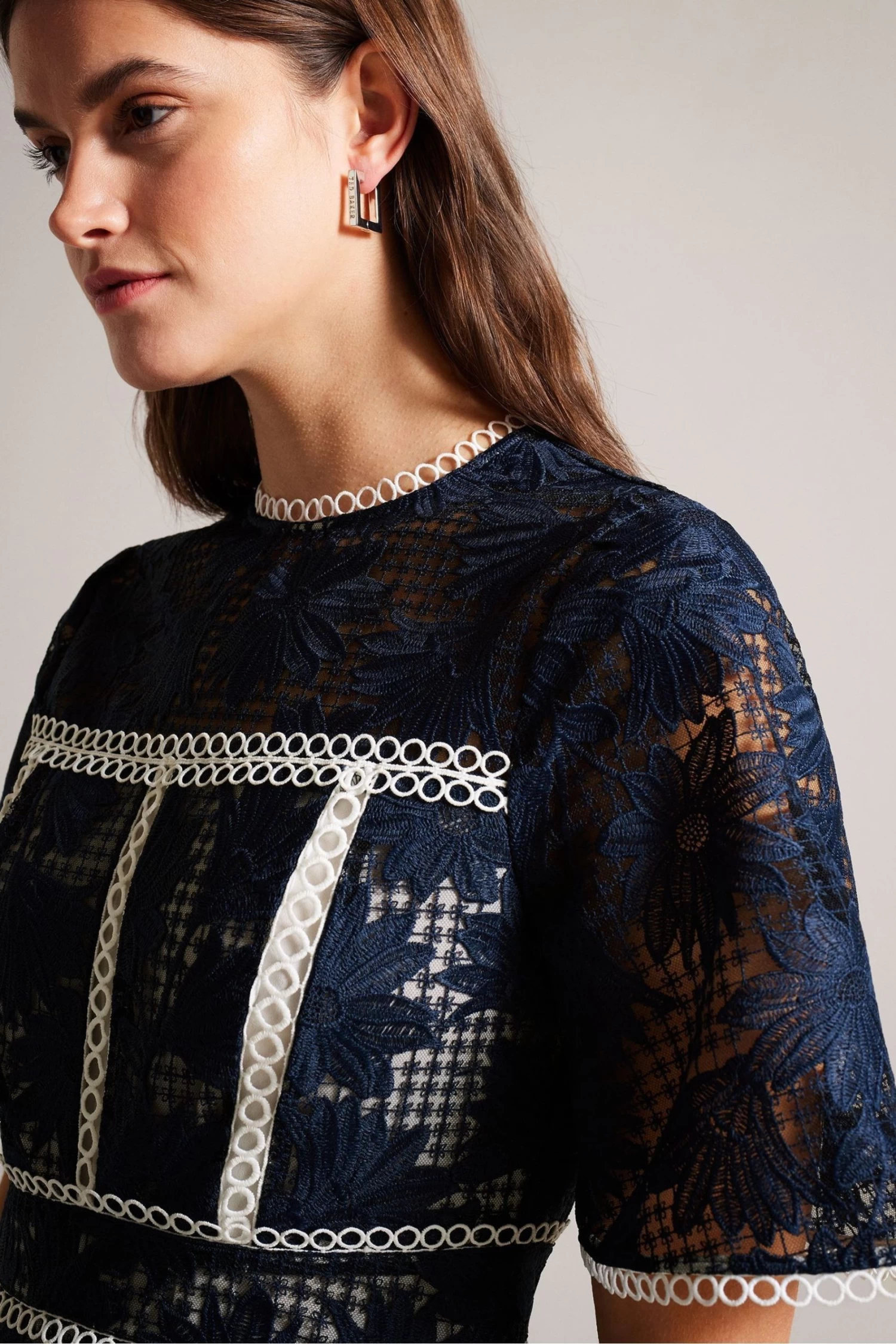 Ted Baker Blue Rubiely Fit And Flare Tiered Lace Midi Dress - Image 3