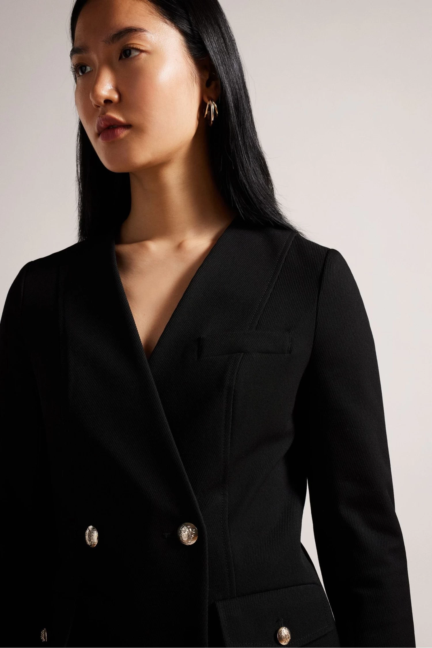 Ted Baker Calihad Double Breasted V-Neck Black Tuxedo Dress - Image 3