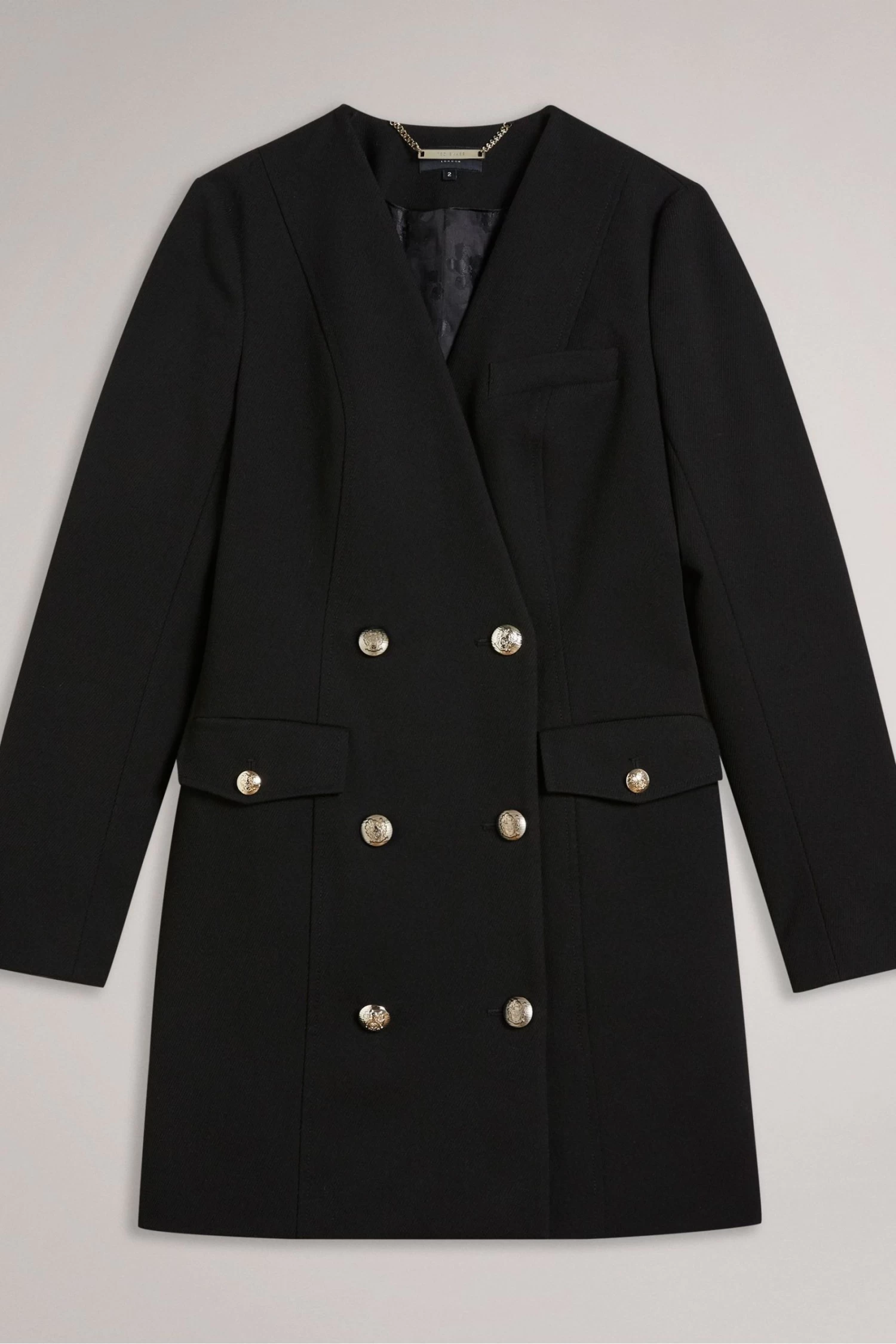 Ted Baker Calihad Double Breasted V-Neck Black Tuxedo Dress - Image 4