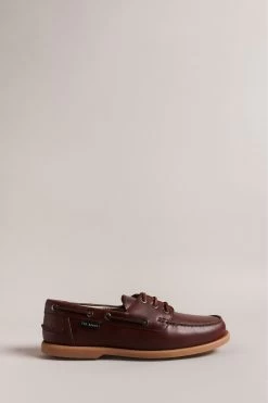 Ted Baker Kenricw Brown Waxy Leather Clashort Sleevedic Boat Shoes