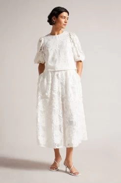 Ted Baker Eliiy White Boxy Fit Puffed Sleeve Top