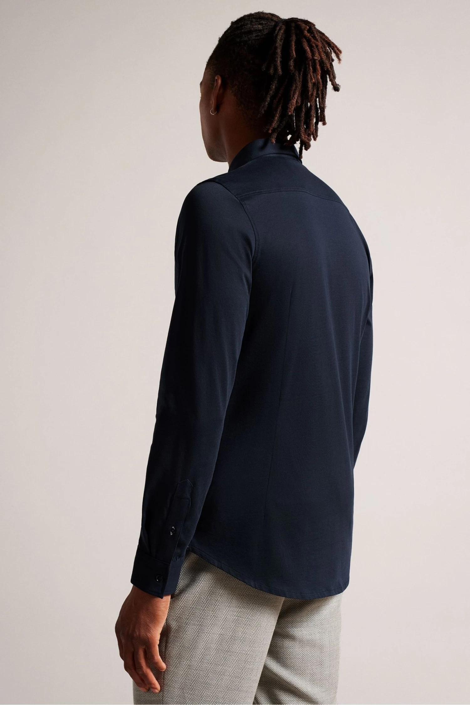 Ted Baker Navy Blue Marros Long Sleeve Jersey Shirt - Image 2