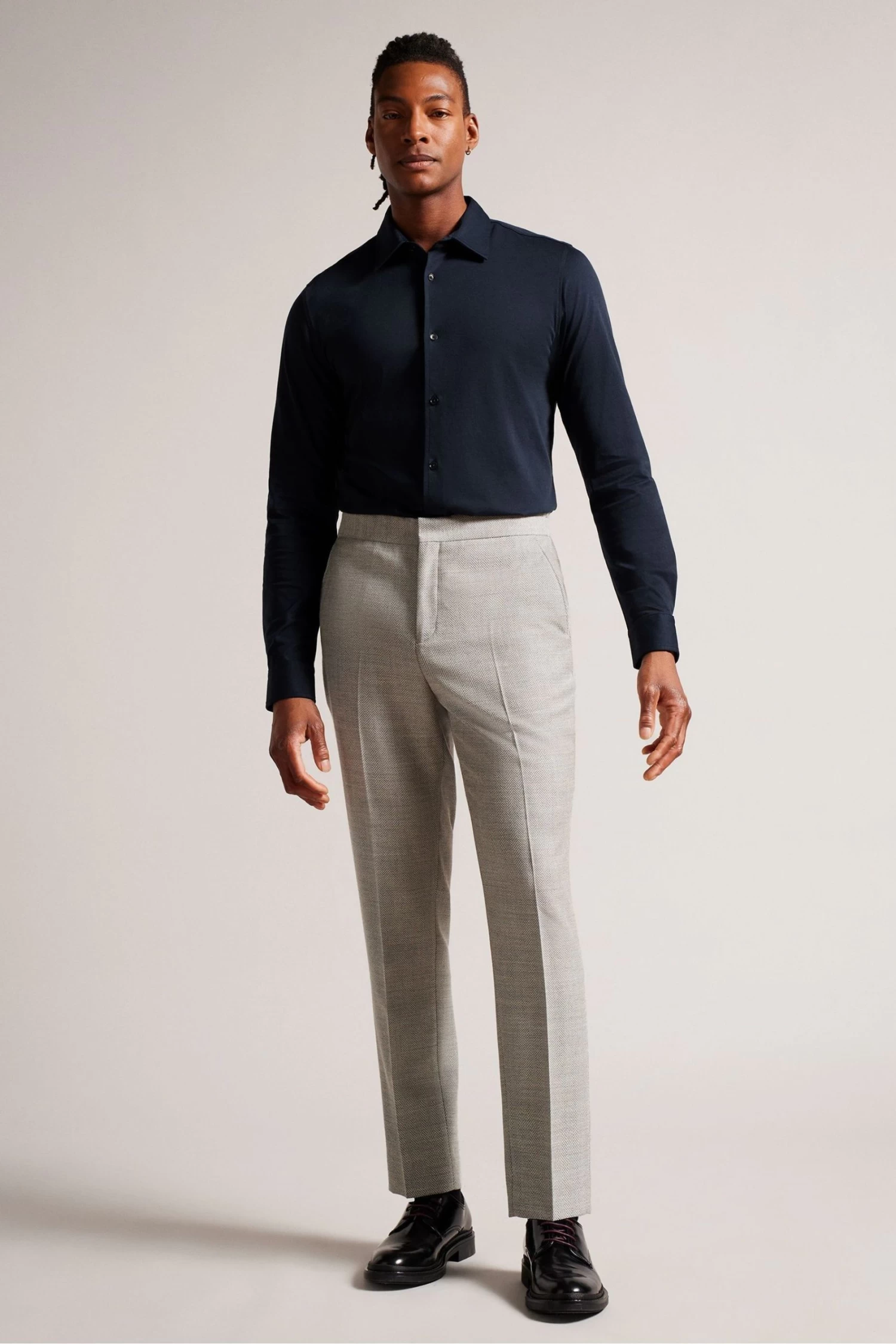 Ted Baker Navy Blue Marros Long Sleeve Jersey Shirt - Image 3