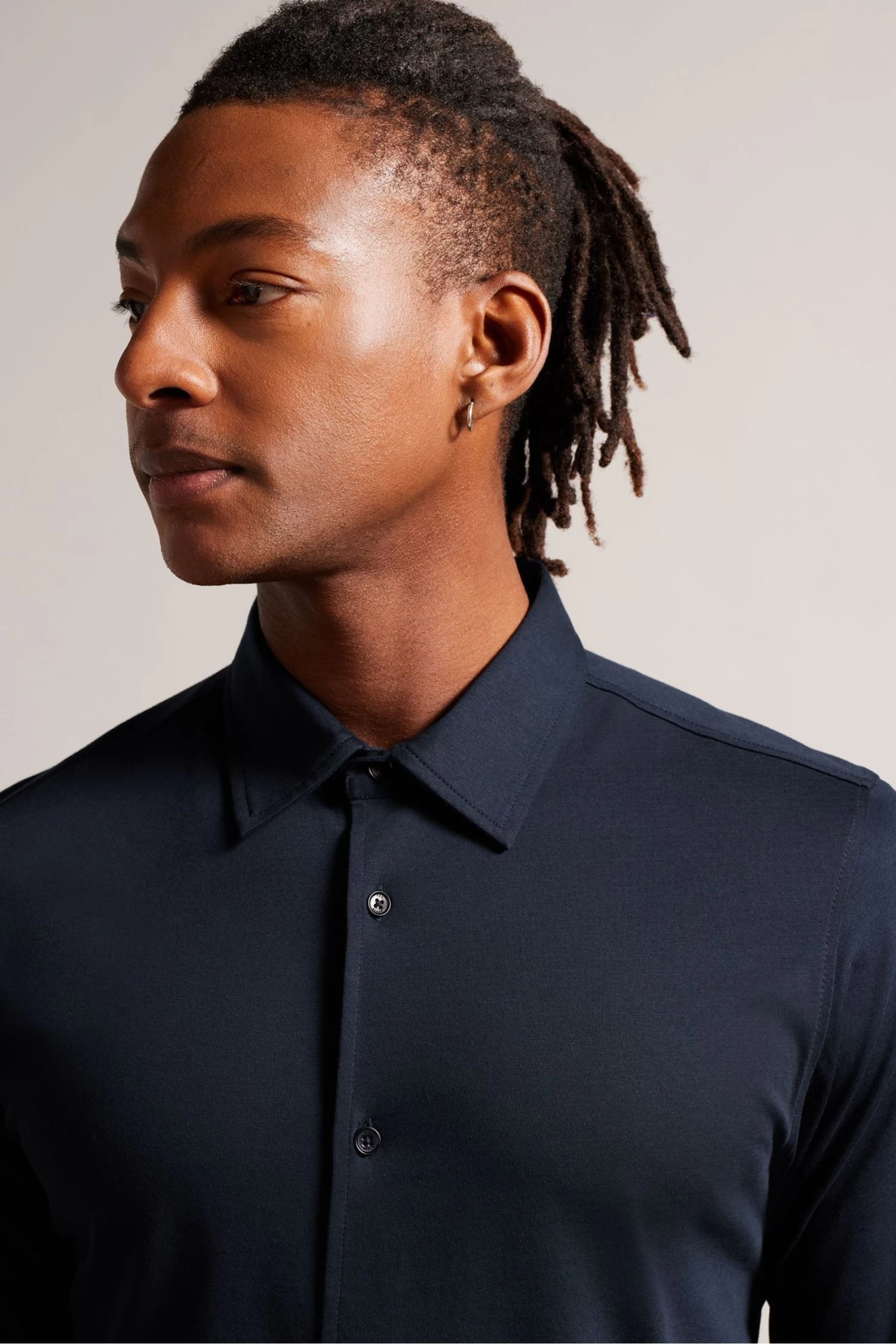 Ted Baker Navy Blue Marros Long Sleeve Jersey Shirt - Image 4