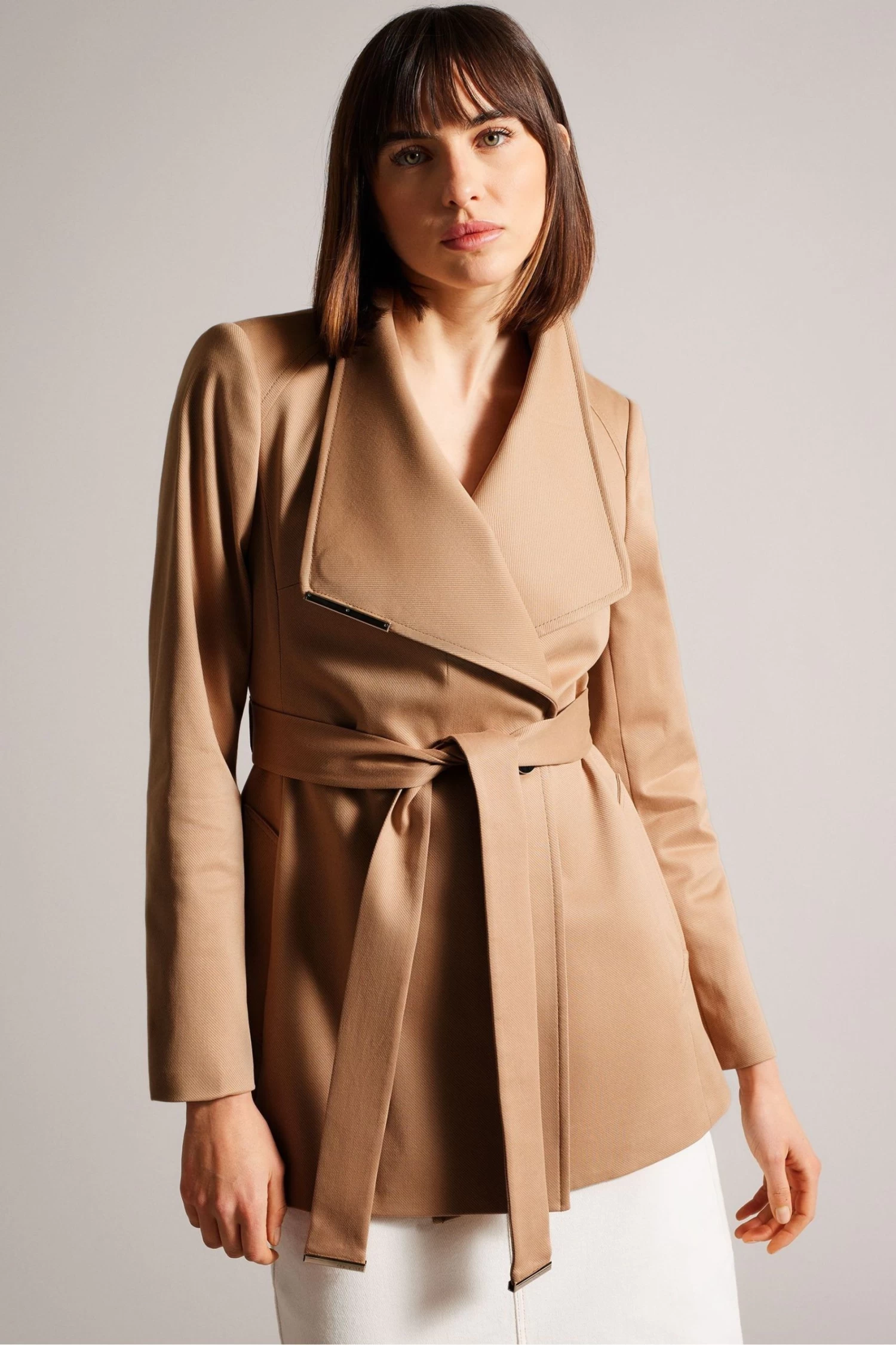 Ted Baker Rosiaas Brown Hip Length Wrap Trench Coat