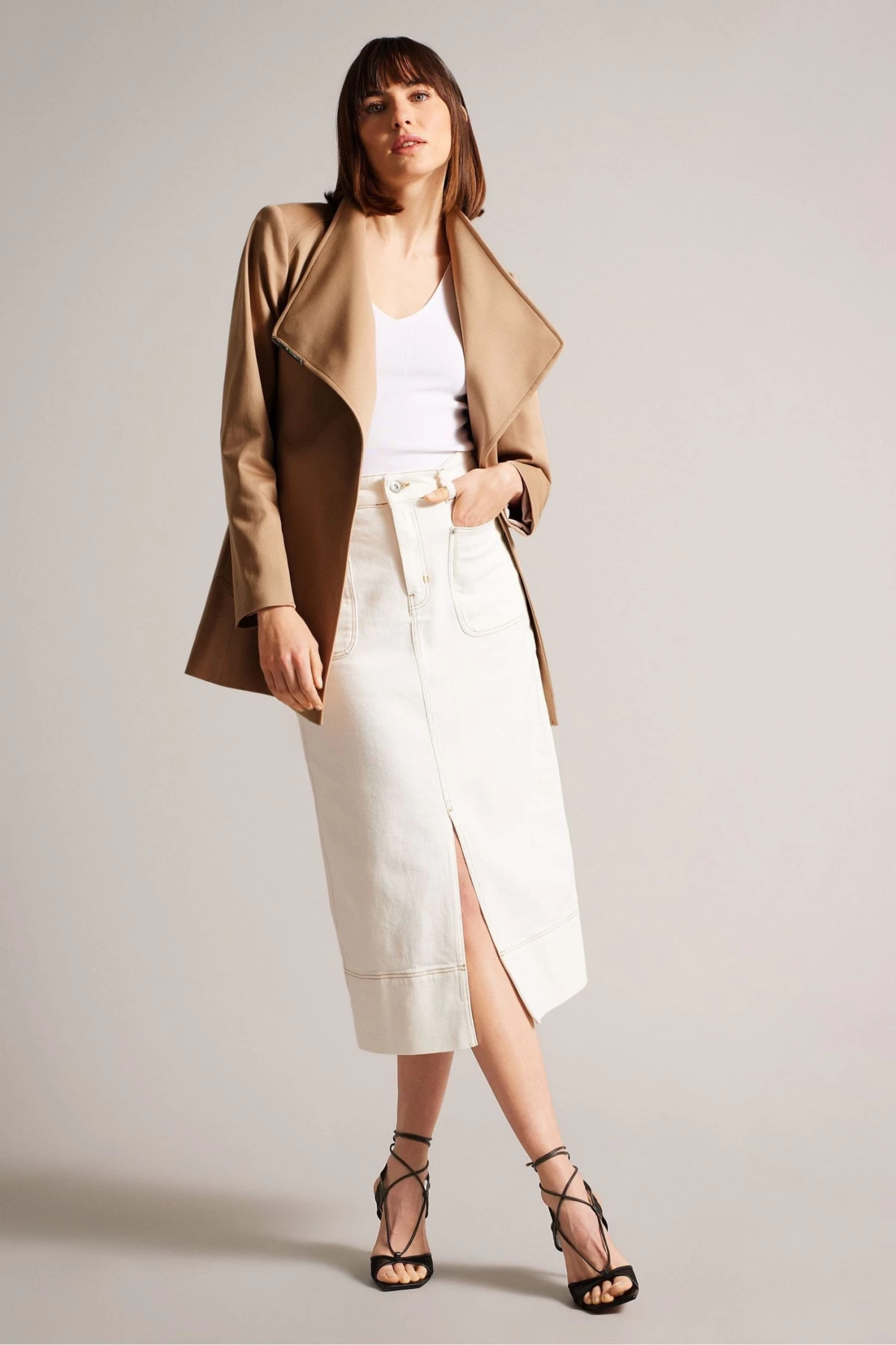 Ted Baker Rosiaas Brown Hip Length Wrap Trench Coat - Image 3