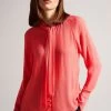 Ted Baker Pink Julinaa Rouleaux Trim Detail Blouse