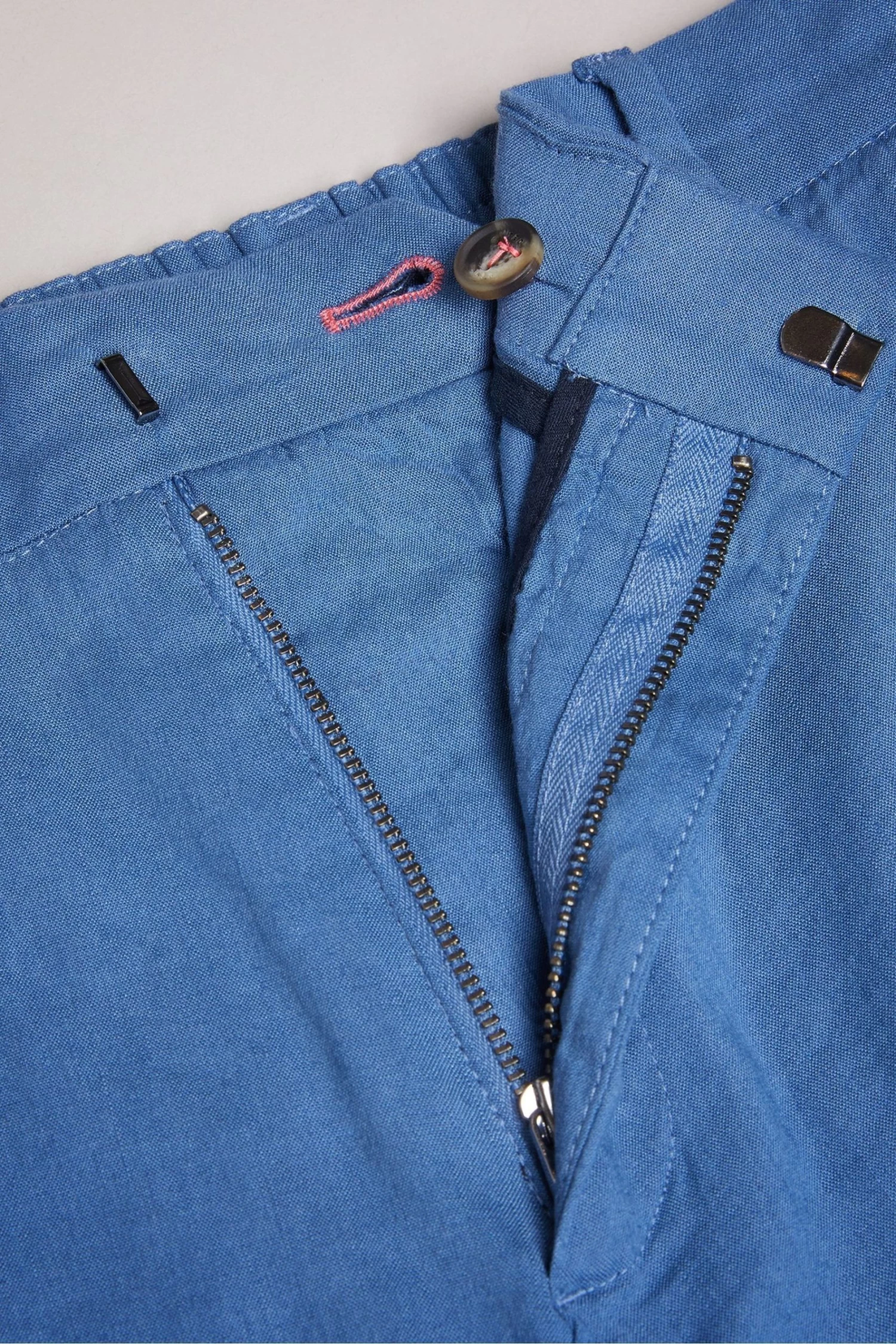 Ted Baker Blue Leder Linen Blend Half Elasticated Shorts - Image 5