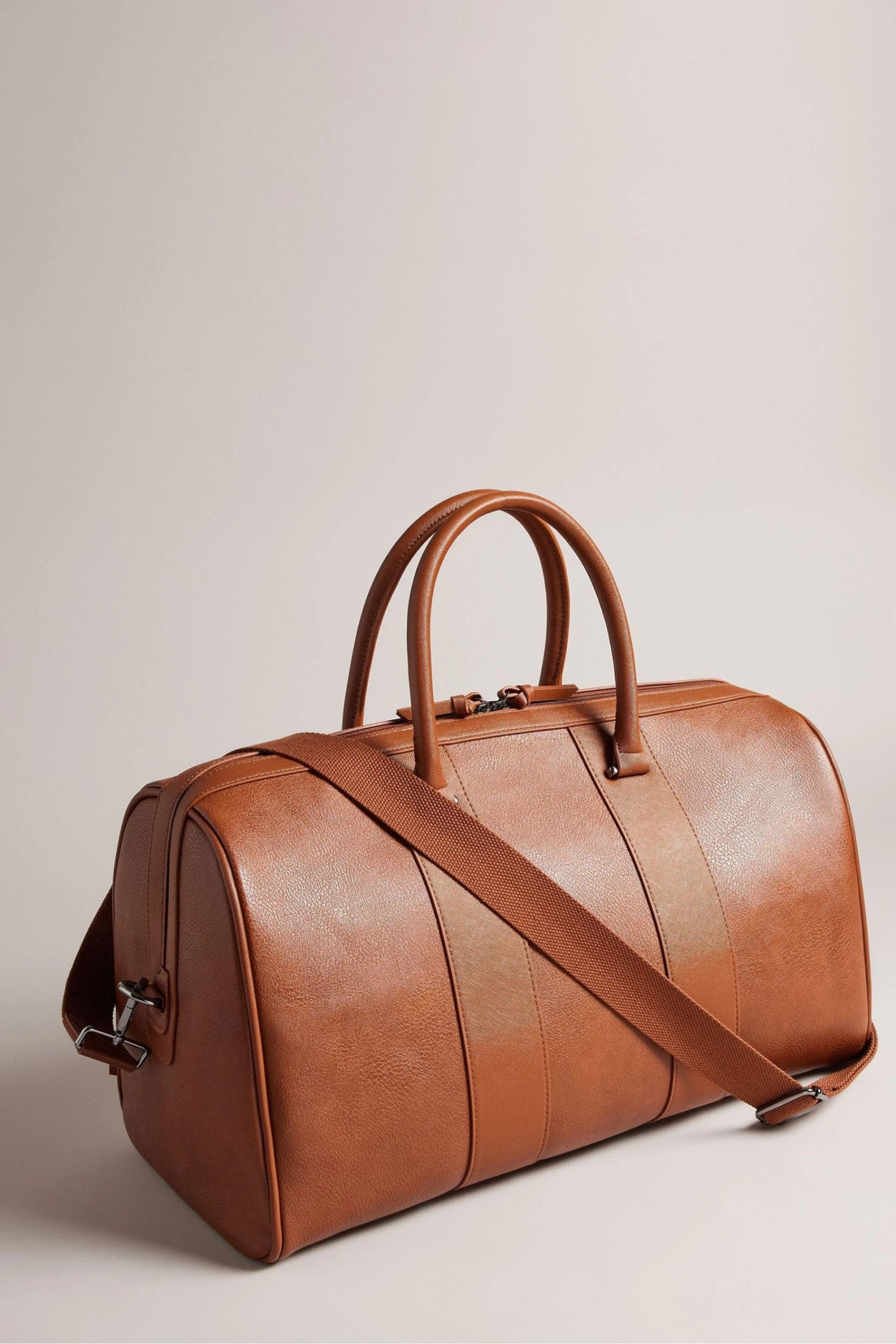 Ted Baker Evyday Tan Striped Pu Brown Holdall - Image 2