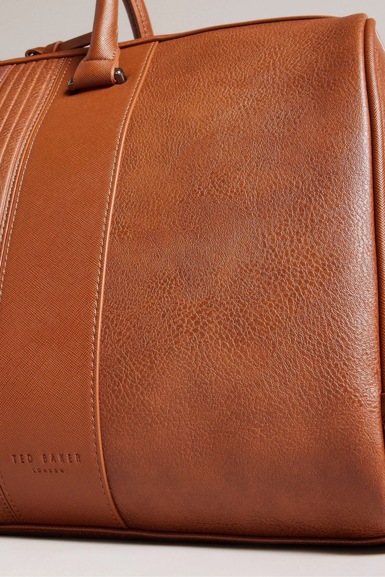 Ted Baker Evyday Tan Striped Pu Brown Holdall - Image 3