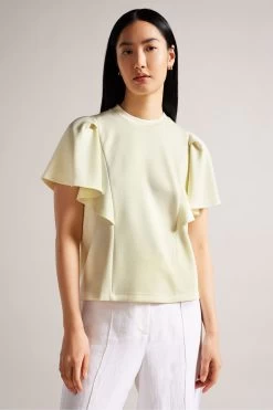 Ted Baker Yellow Boxy T-Shirt With Angel Sleeves