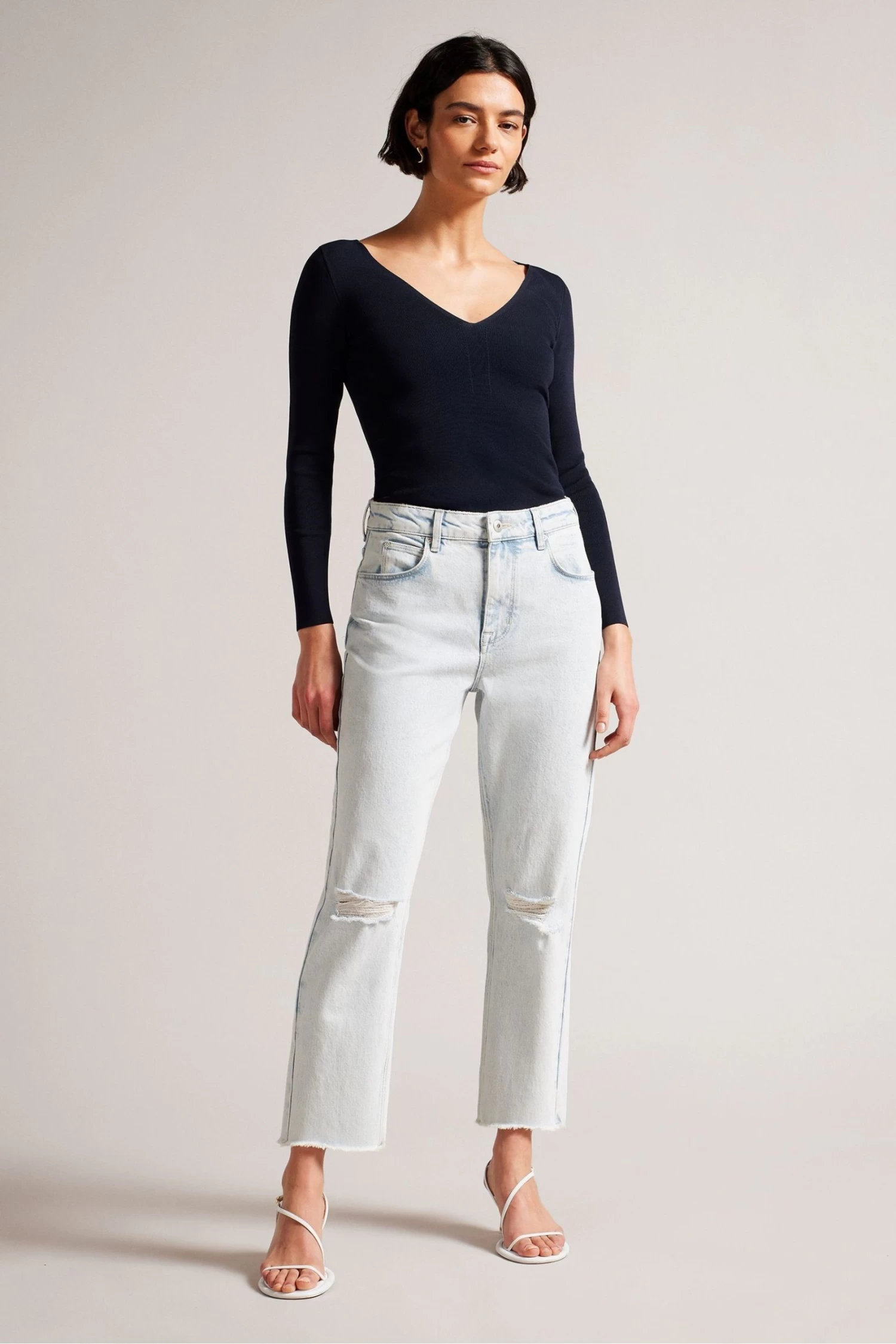 Ted Baker Blue Cileste V-Neck Slim Fit Knit Top - Image 3