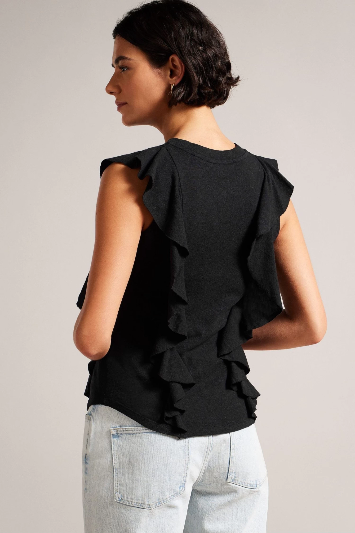 Ted Baker Kathley Black Frill Linen Vest - Image 2