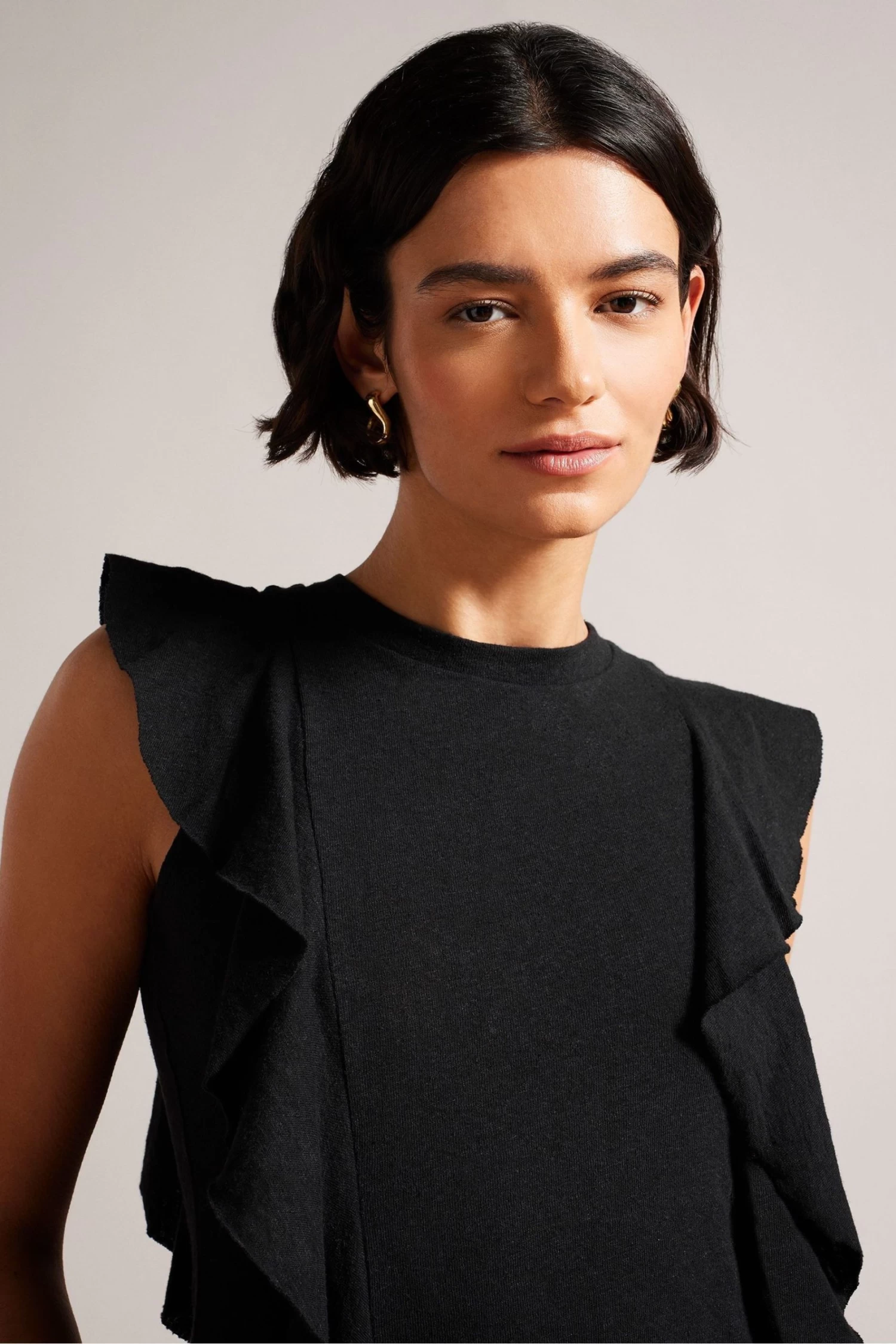 Ted Baker Kathley Black Frill Linen Vest - Image 3