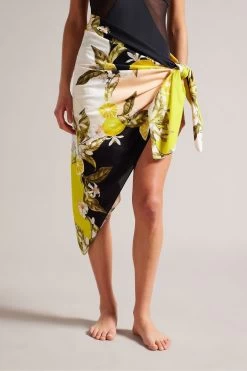 Ted Baker Abbieee Black Botanical Printed Beach Sarong