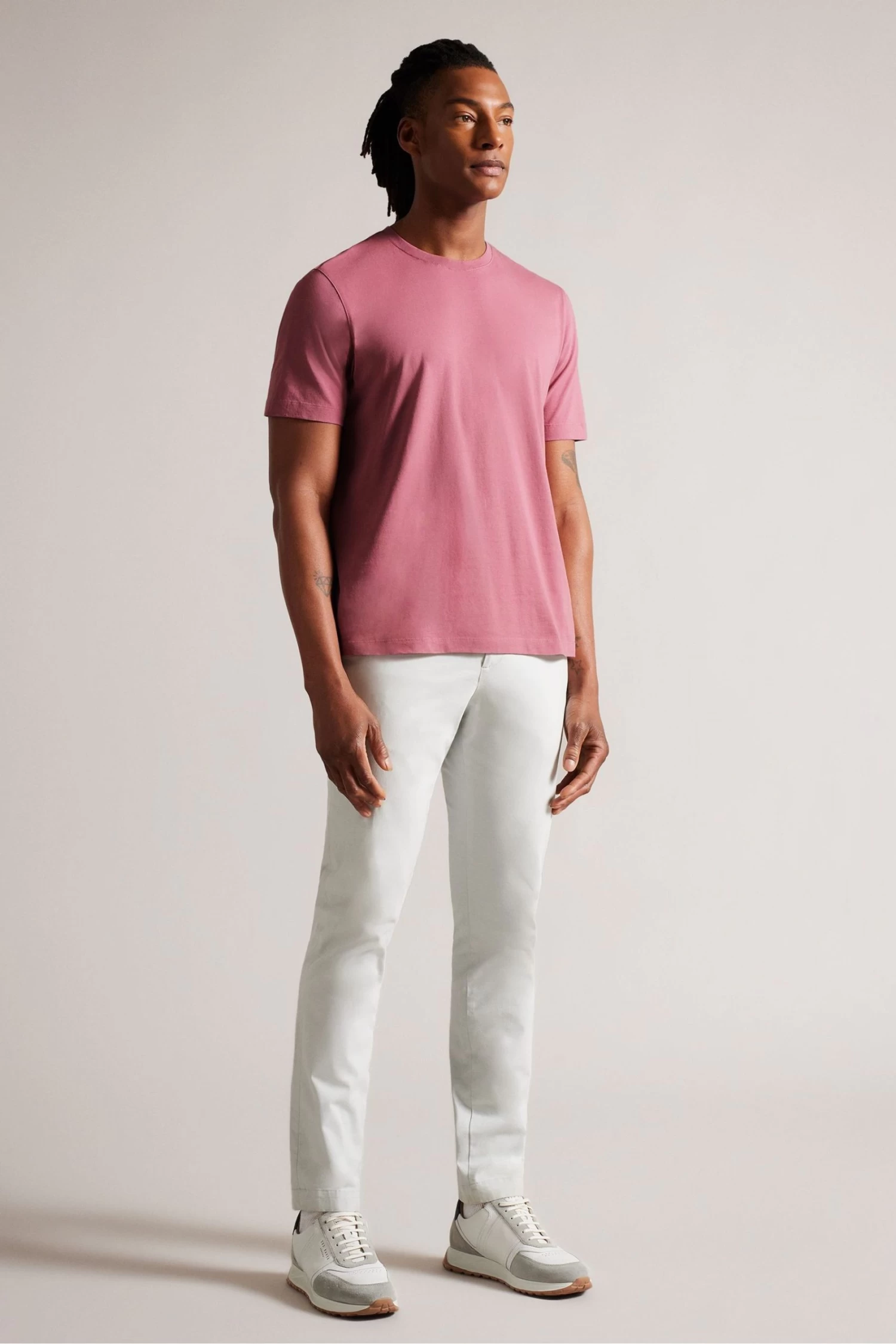 Ted Baker Pink Tywinn Short Sleeved Regular Plain T-Shirt - Image 3