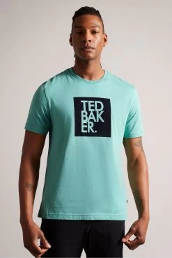 Ted Baker Green Rofata Short Sleeved Square Branded T-Shirt