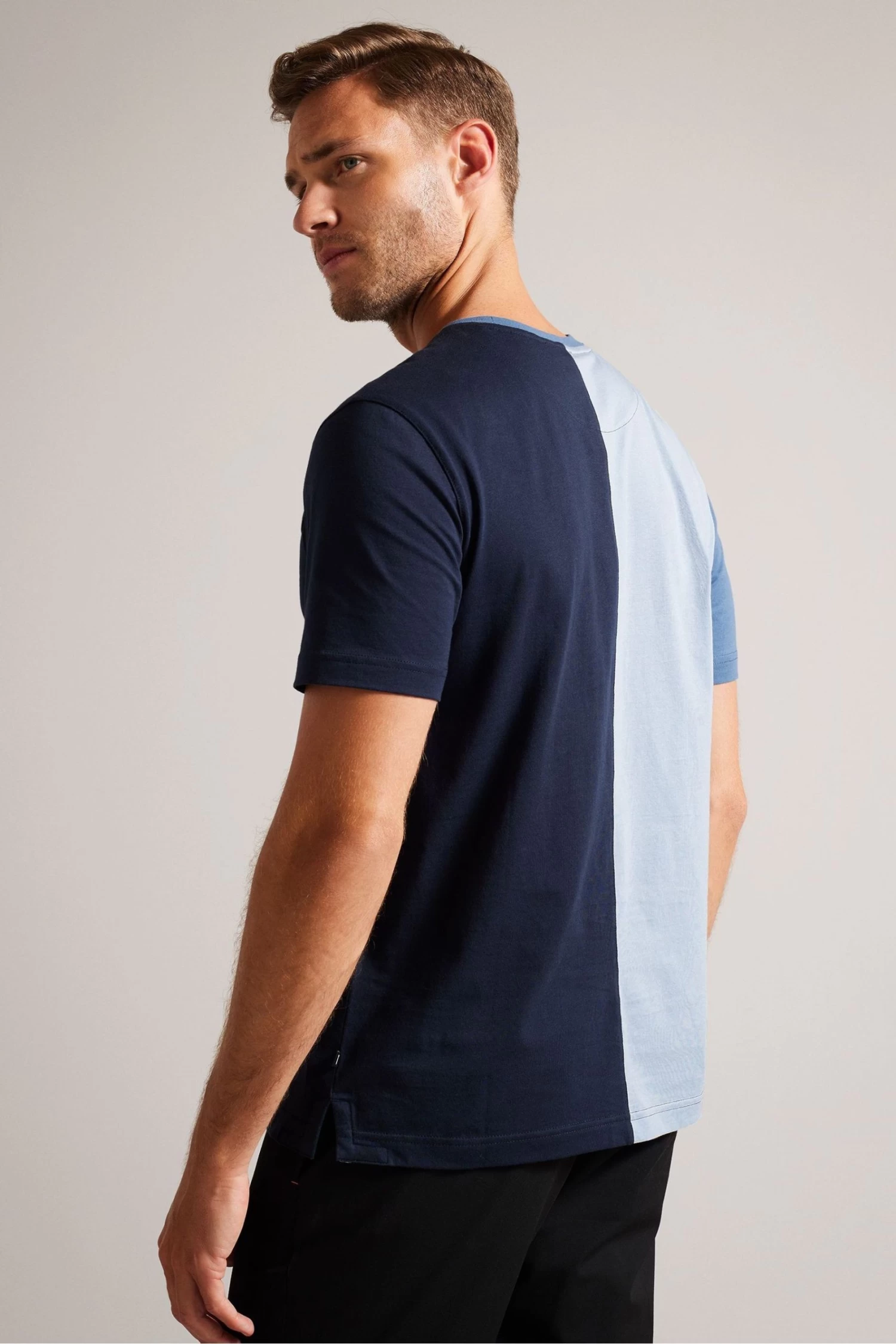 Ted Baker Blue Ramin Short Sleeved Vertical Colour Block T-Shirt - Image 2