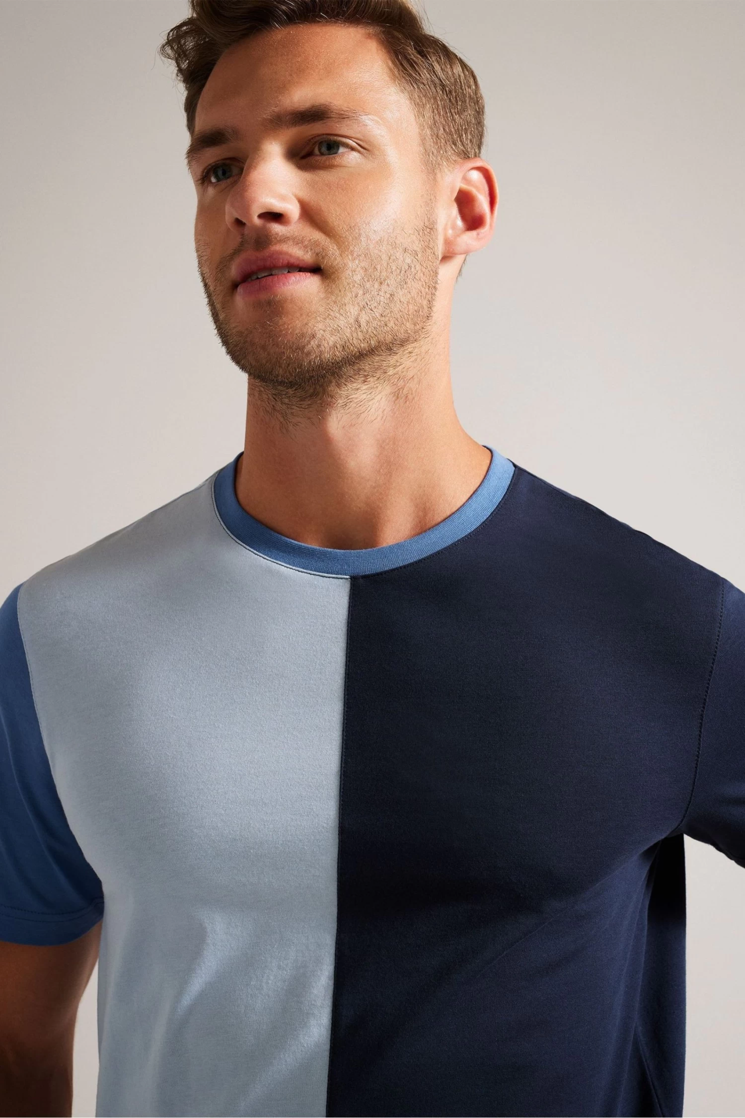 Ted Baker Blue Ramin Short Sleeved Vertical Colour Block T-Shirt - Image 4