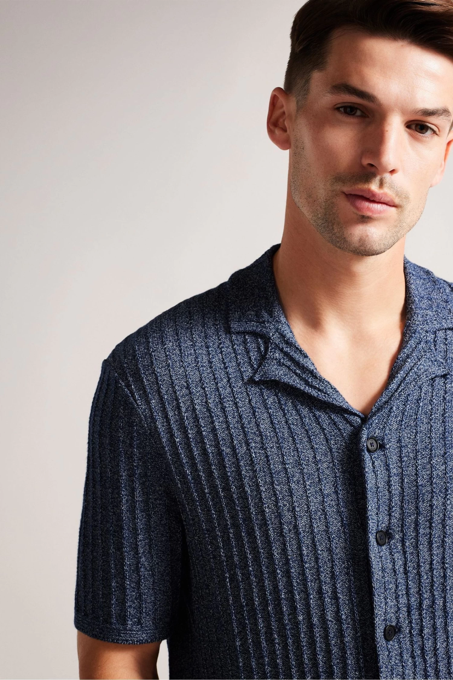 Ted Baker Blue Proof Short Sleeve Relaxed Fit Knitted Shirt - Image 5