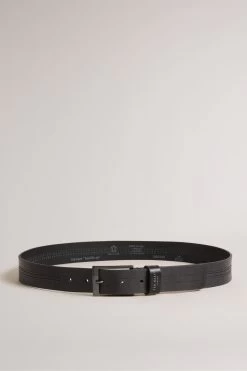 Ted Baker Crisic Black Stitch Detail Leather Belt