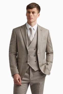 Ted Baker Grey Oatmeal Sharkskin Slim Suit Jacket