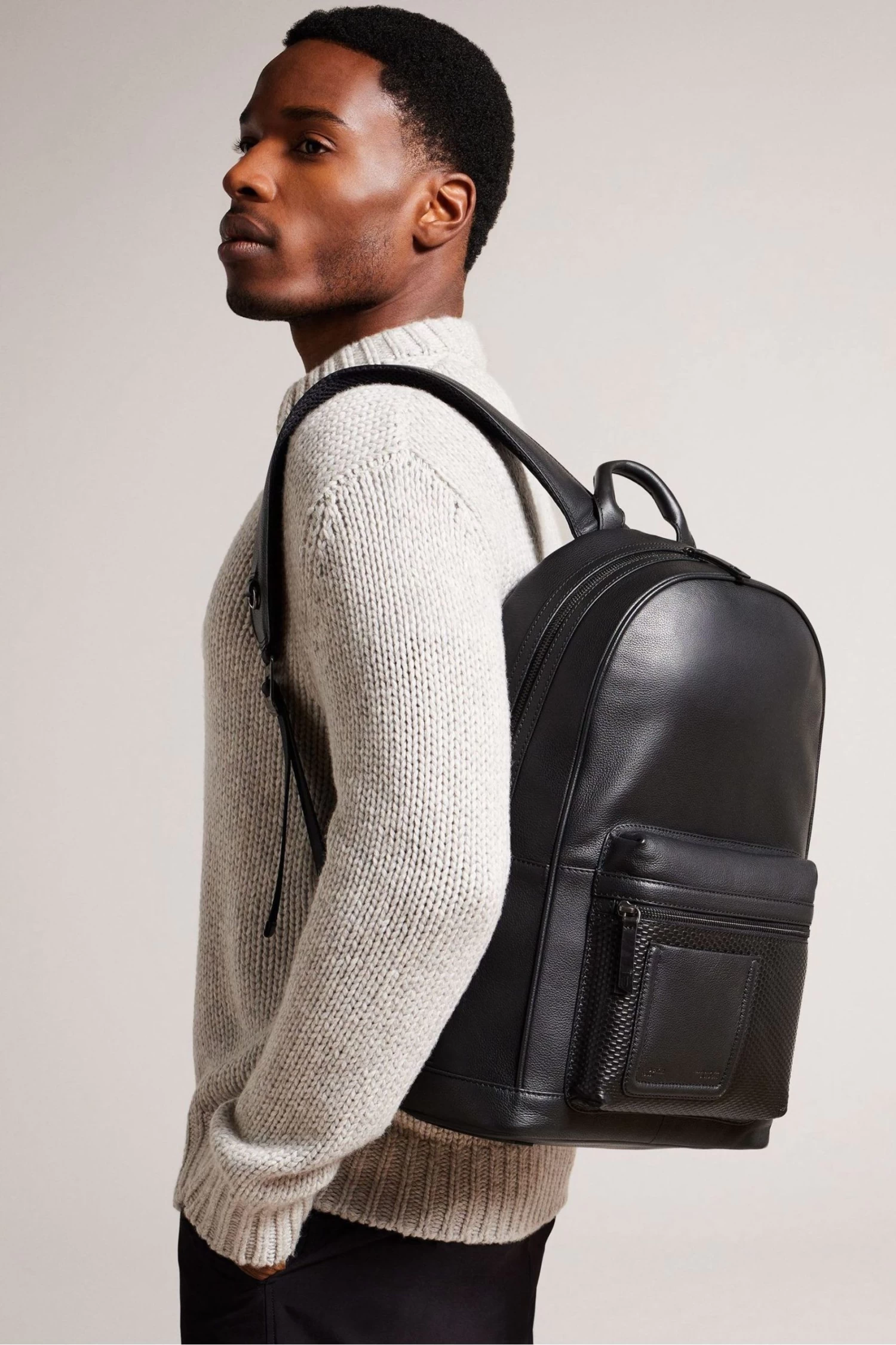 Ted Baker Convoy Black Texture Leather Backpack - Image 5