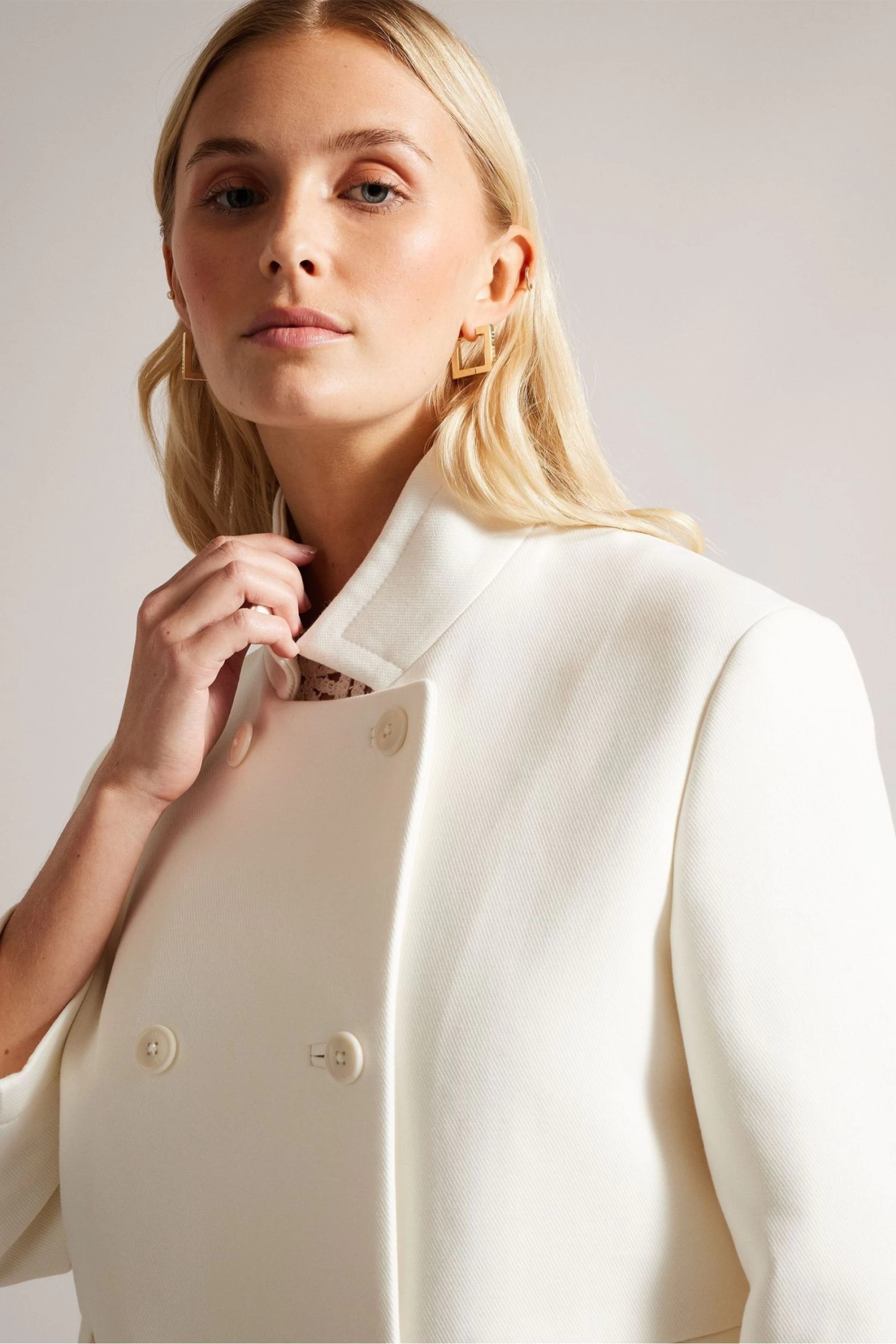 Ted Baker Natural Maisunn Double Breasted Hip Length Pea Coat - Image 4