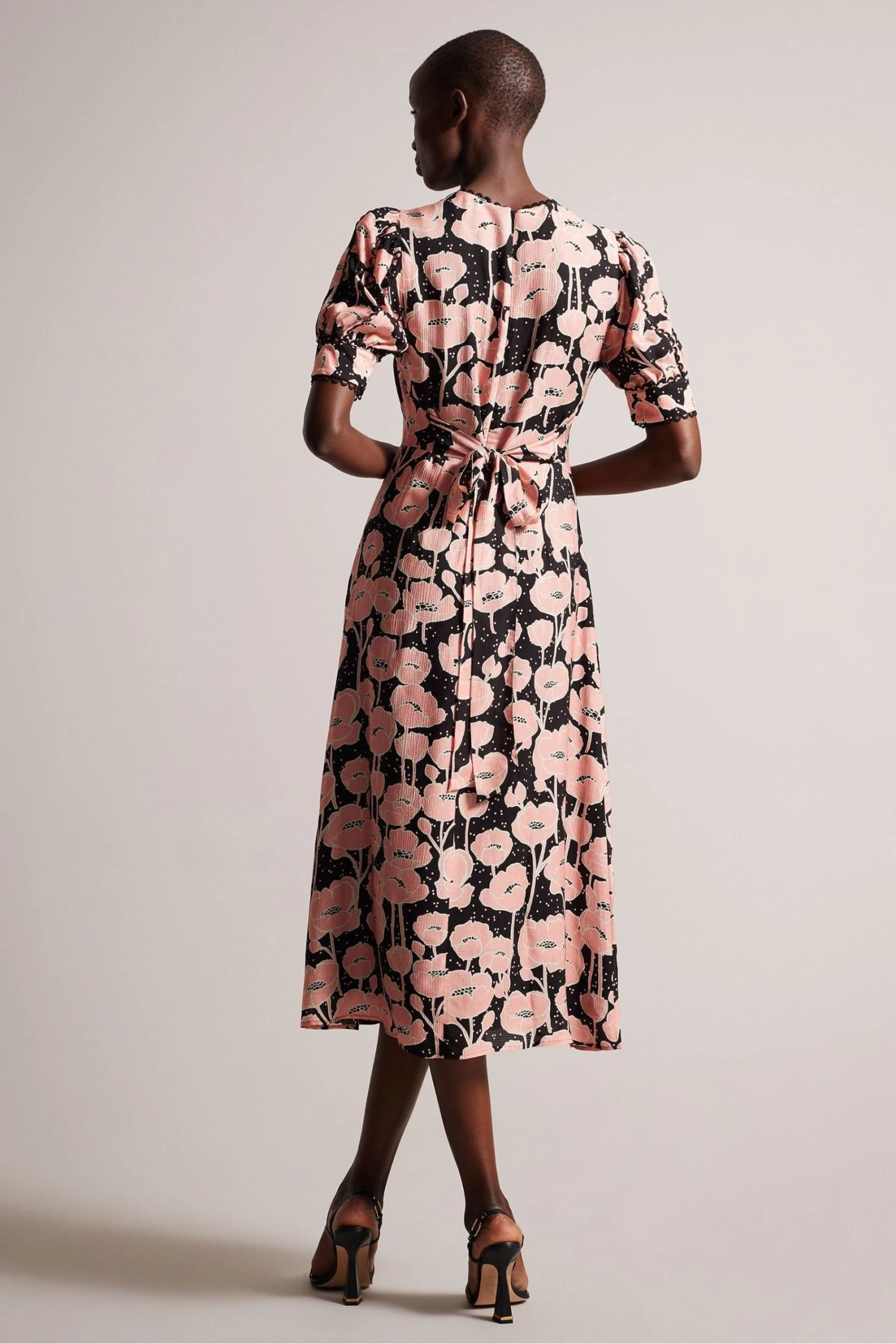 Ted Baker Black Astrydd Puff Sleeve Midi Tea Dress - Image 2