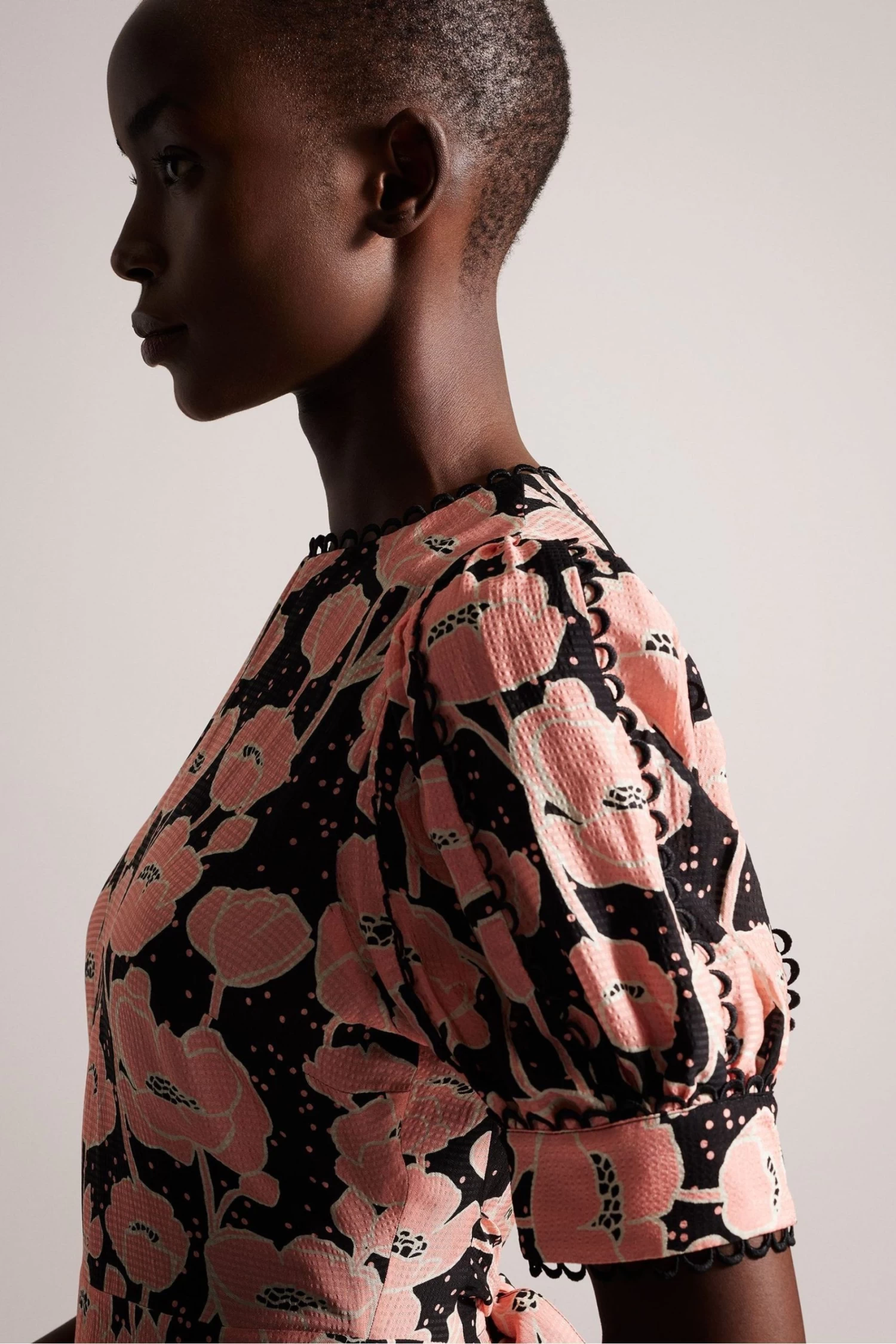 Ted Baker Black Astrydd Puff Sleeve Midi Tea Dress - Image 4