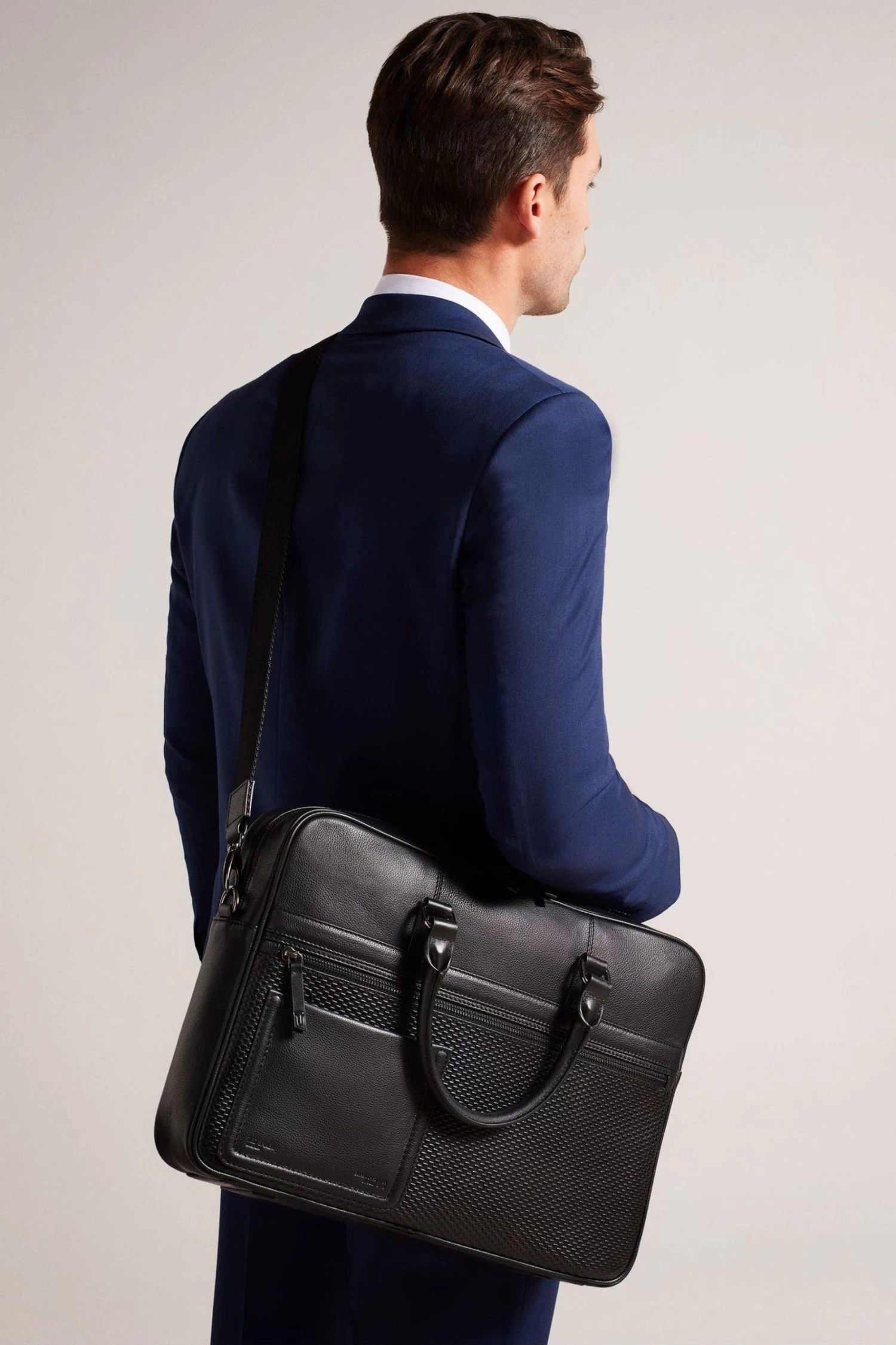 Ted Baker Canvess Black Texture Leather Document Bag - Image 4