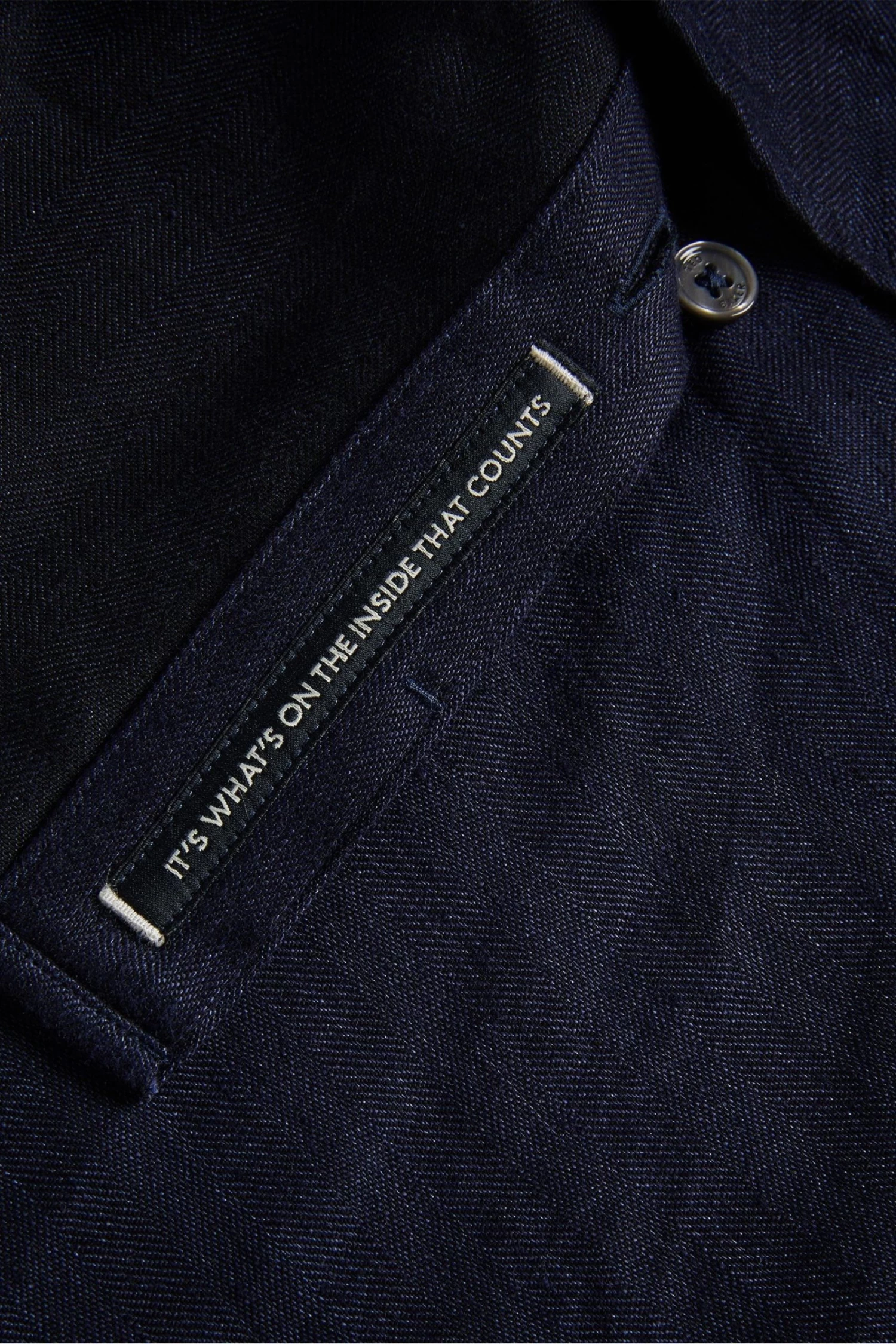 Ted Baker Blue Jasperr Long Sleeved Cotton Linen Shirt - Image 5