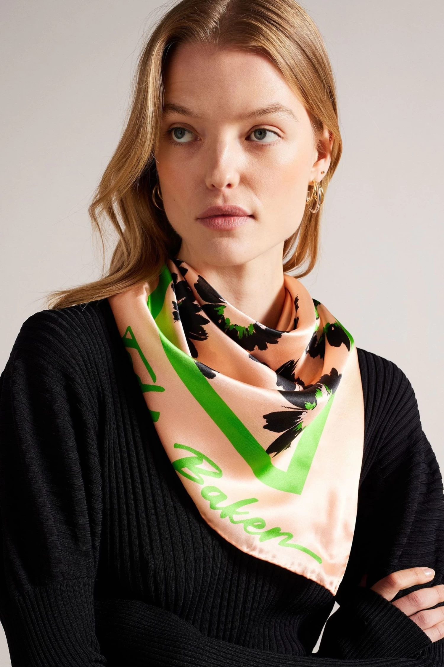 Ted Baker Pink Rubbyy Floral Printed Herringbone Scarf - Image 2