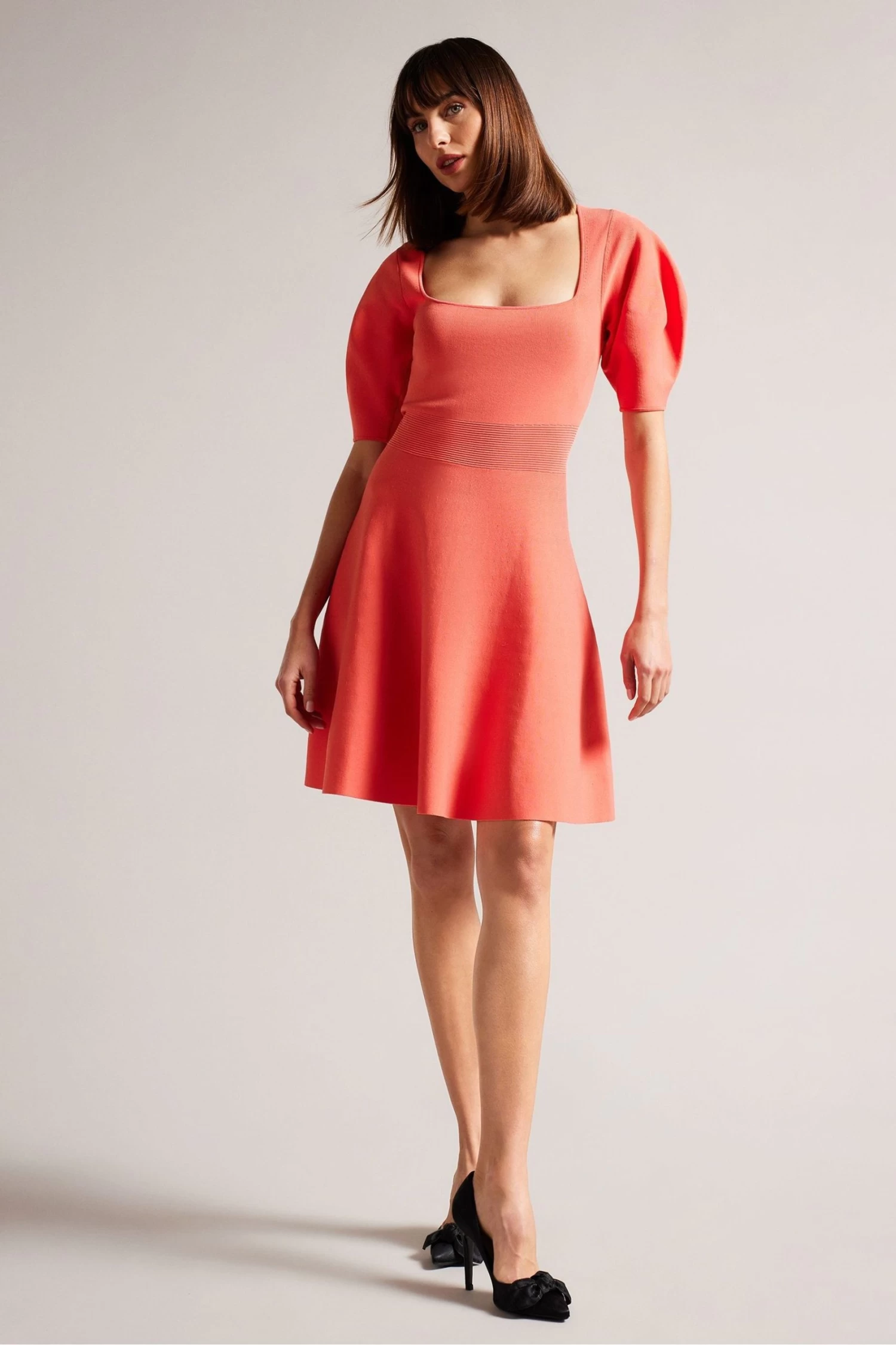 Ted Baker Pink Hayliy Coral Sleeve Detailed Skater Dress - Image 2
