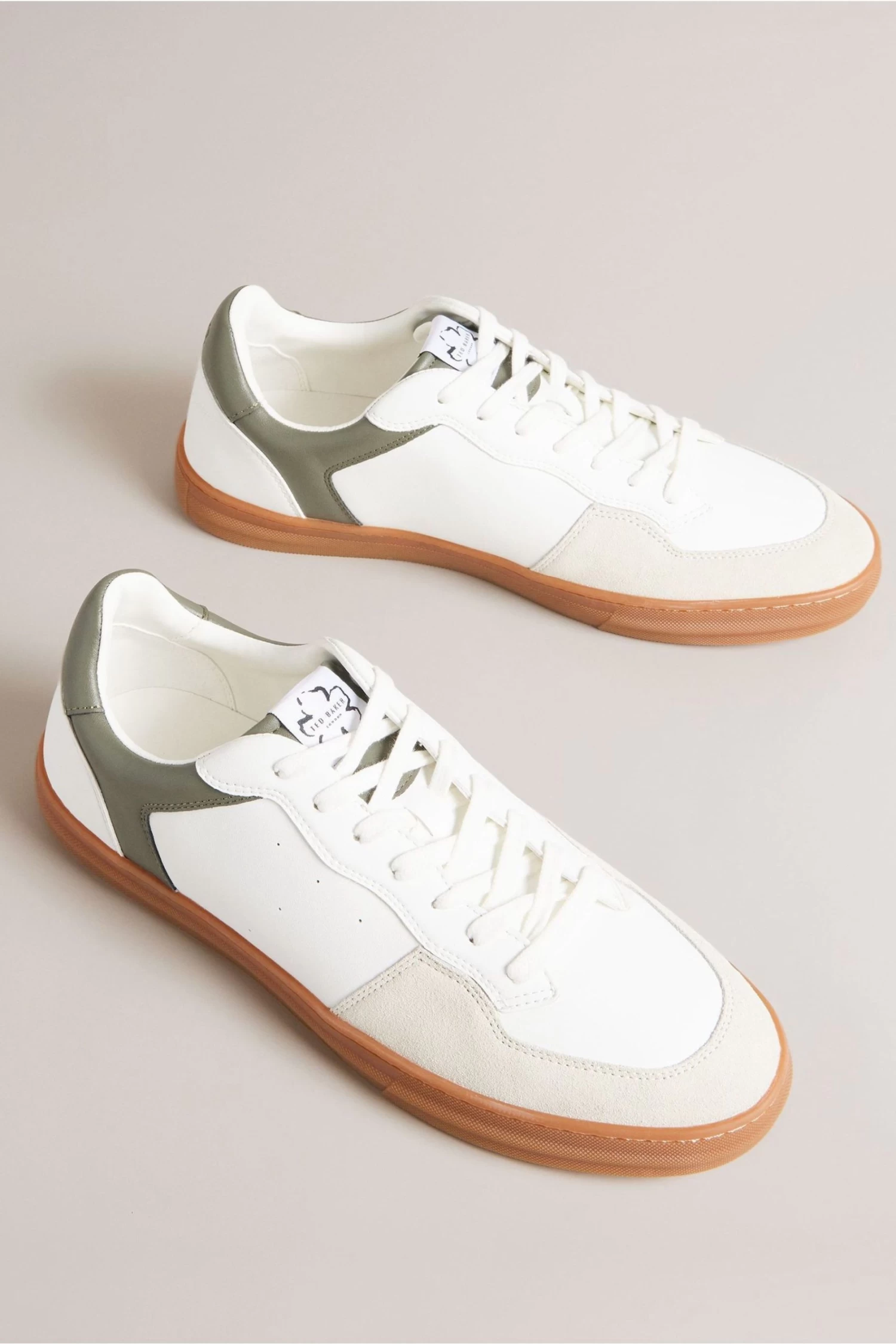 Ted Baker Barkerl Dk-Green Leather And Suede Sneakers - Image 2