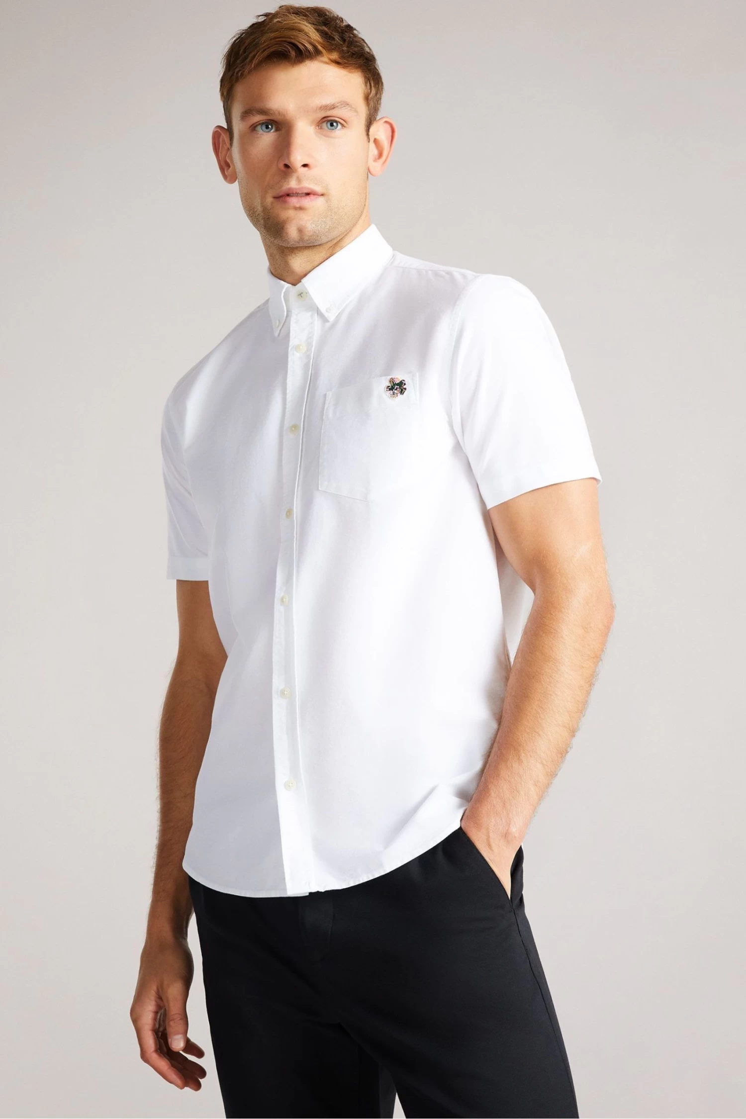 Ted Baker Ditton White Short Sleeve Oxford Shirt