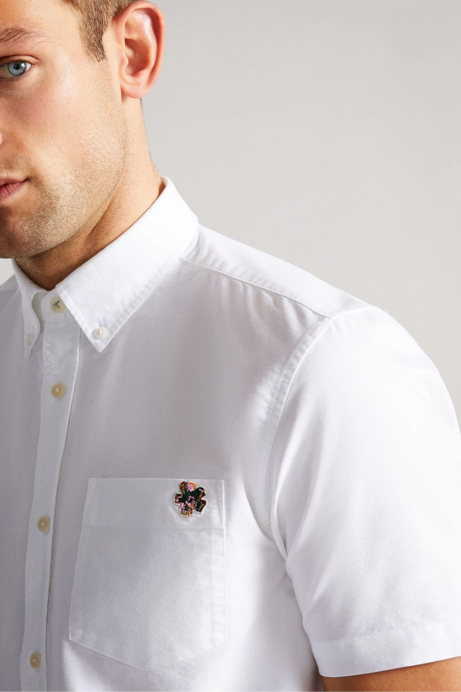 Ted Baker Ditton White Short Sleeve Oxford Shirt - Image 4