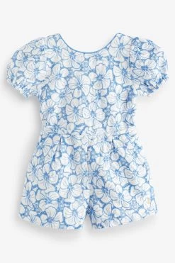Baker By Ted Baker Blue Broderie Playsuit