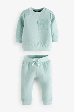 Baker By Ted Baker Green Quilted Sweater And Jogger Set