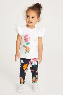 Baker By Ted Baker Navy Blue Legging And Frill Sleeve T-Shirt