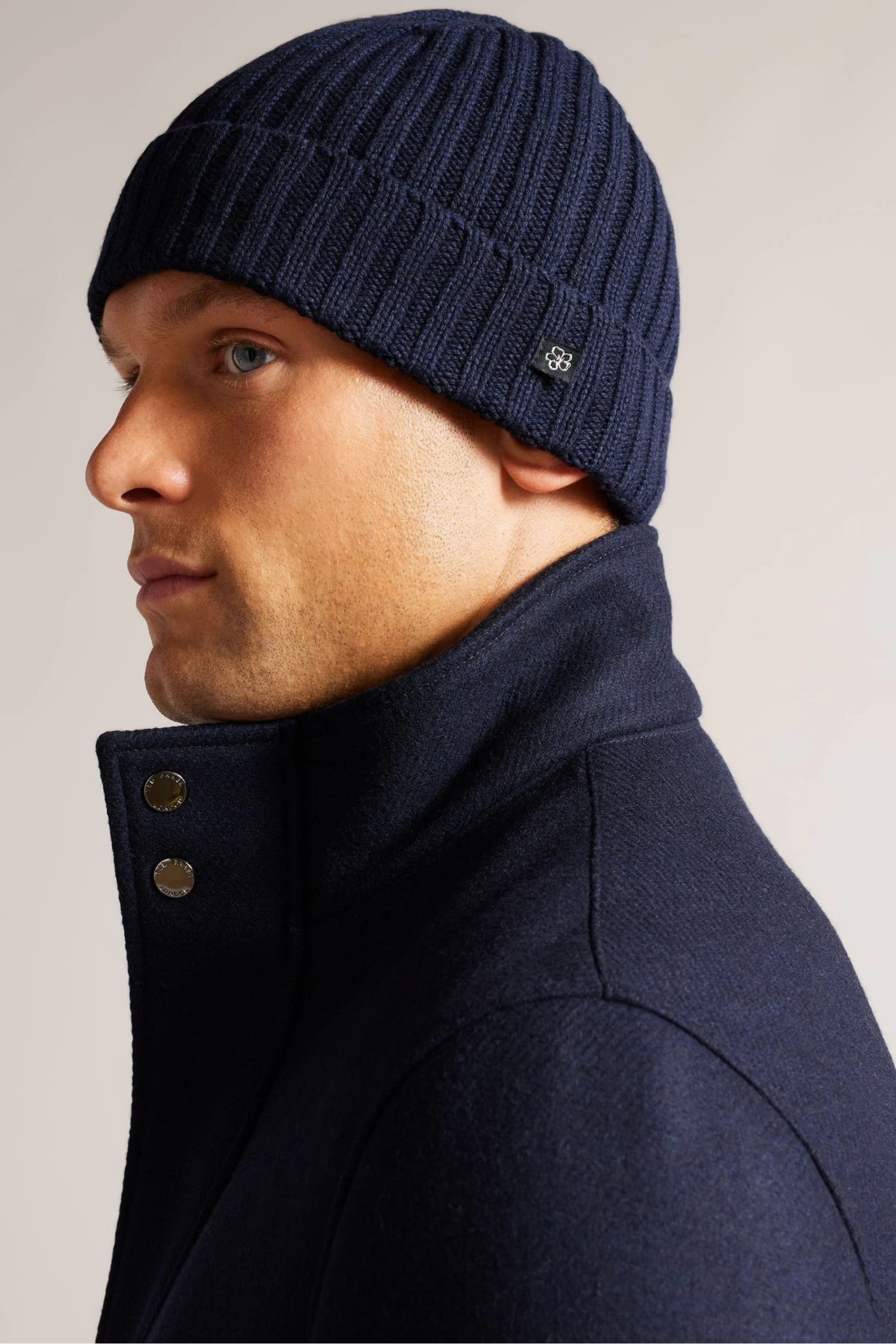 Ted Baker Blue Oakland Rib Beanie Hat - Image 3