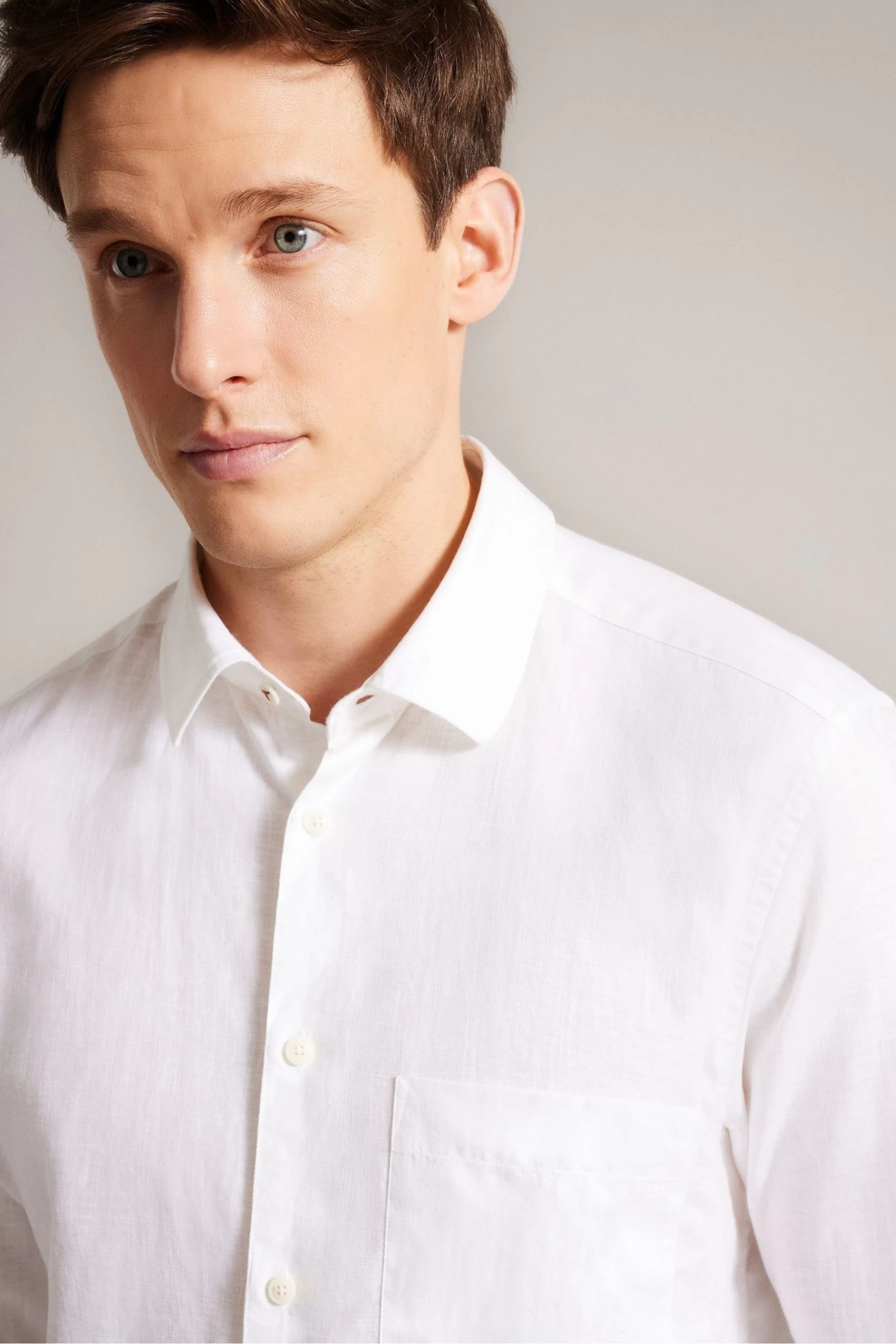 Ted Baker White Kingwel Long Sleeve Linen Shirt - Image 4