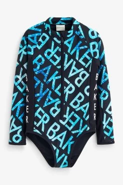 Baker By Ted Baker Blue Logo Sunsafe Swimsuit
