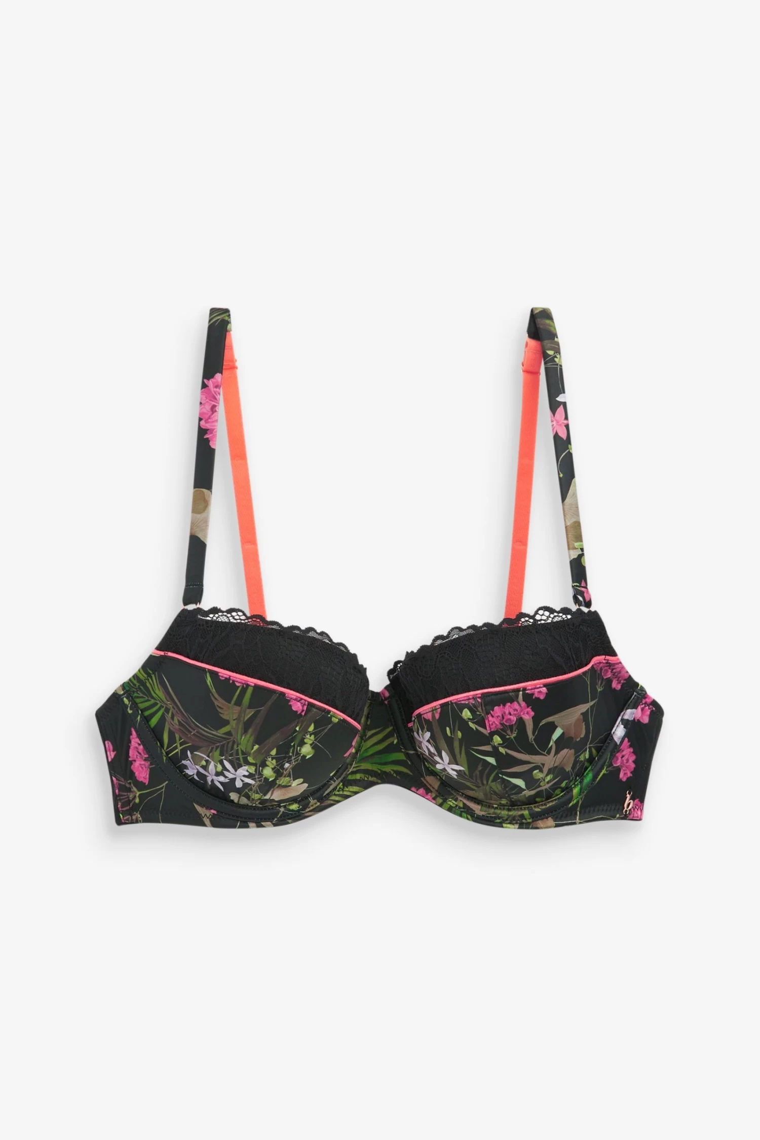 B By Ted Baker Black Floral Satin Balcony Bra - Image 9