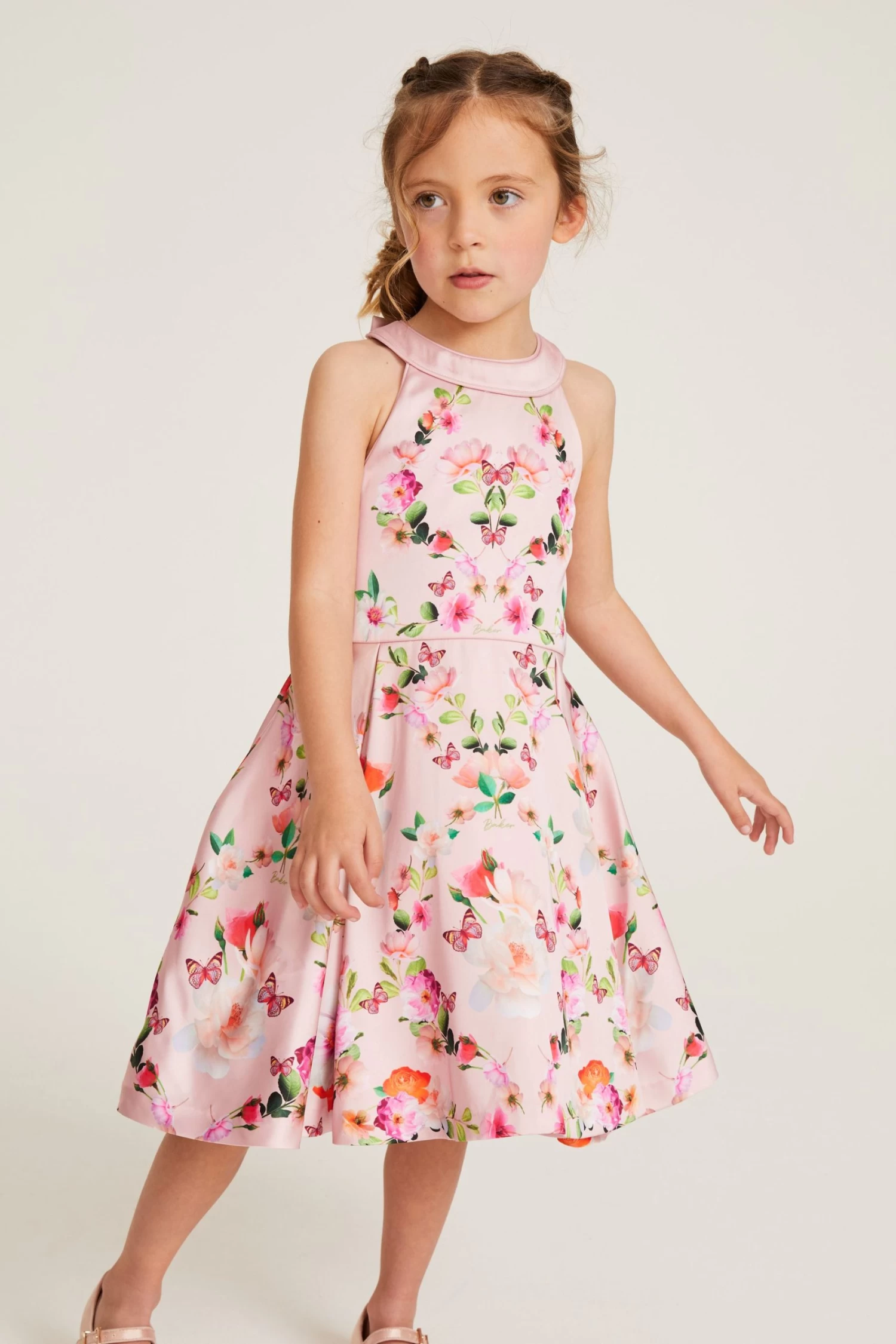 Baker By Ted Baker Pink Halter Neck Floral Dress