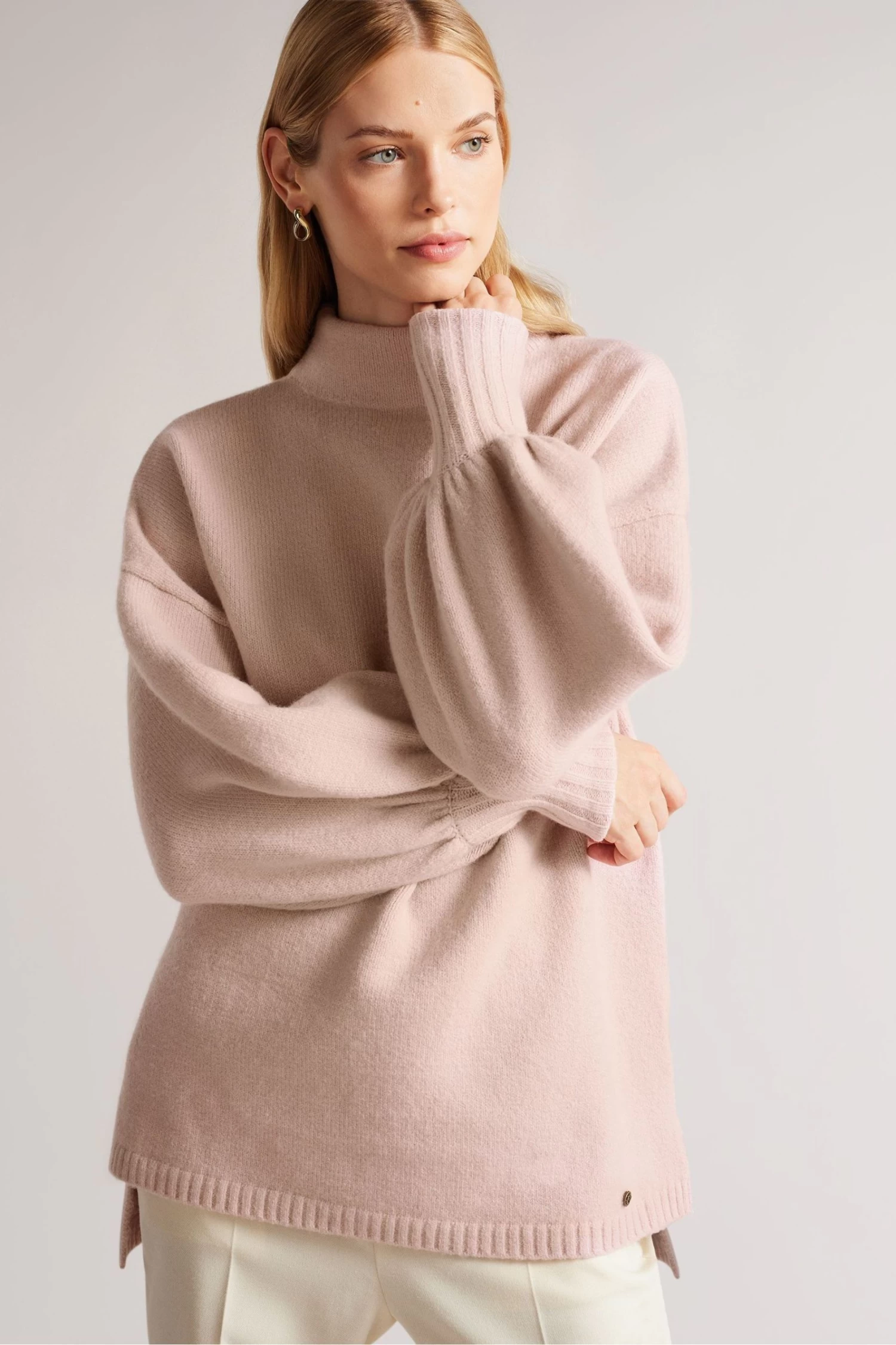 Ted Baker Oversized Dusky Pink Ruby Funnel Neck Sweater
