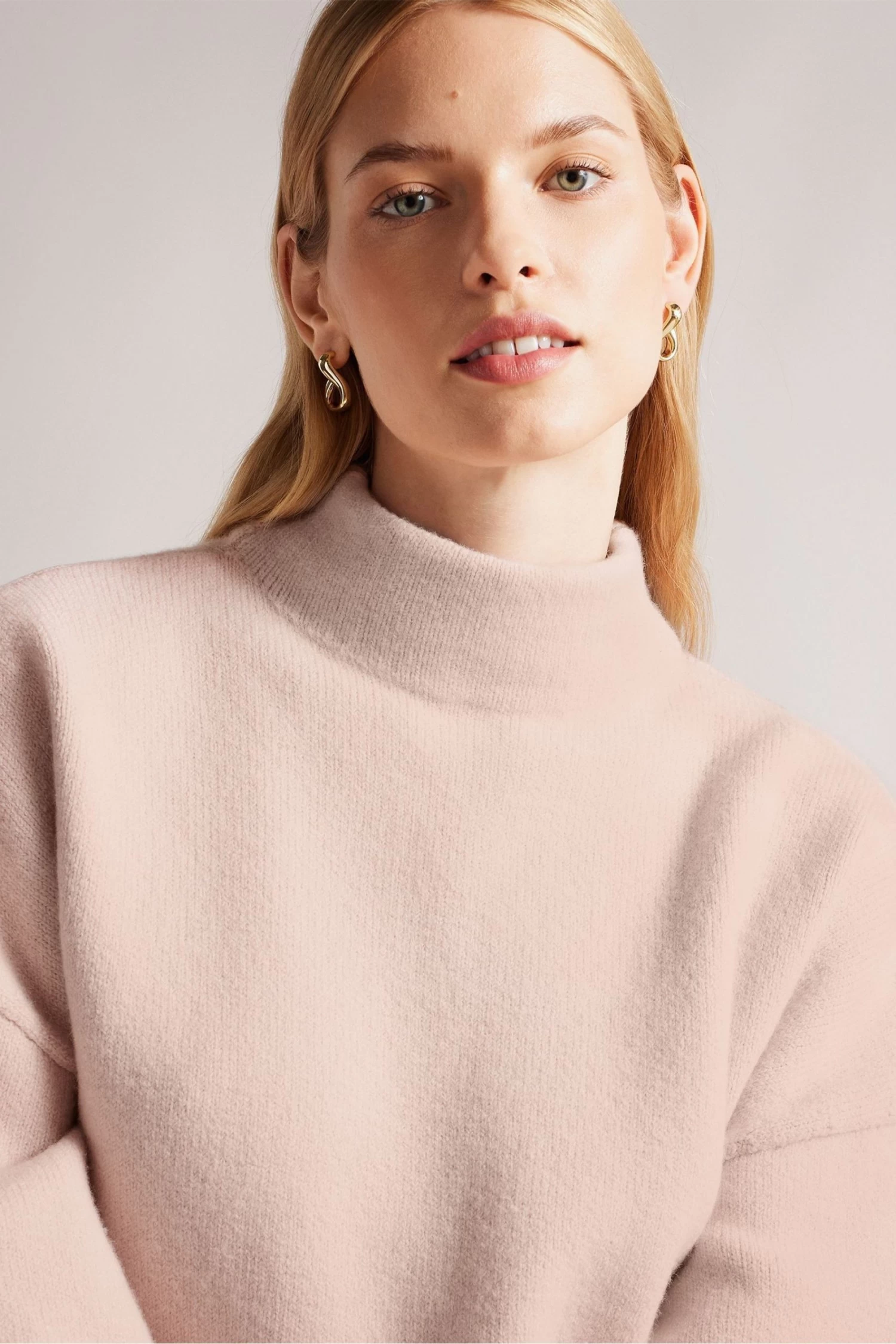 Ted Baker Oversized Dusky Pink Ruby Funnel Neck Sweater - Image 4